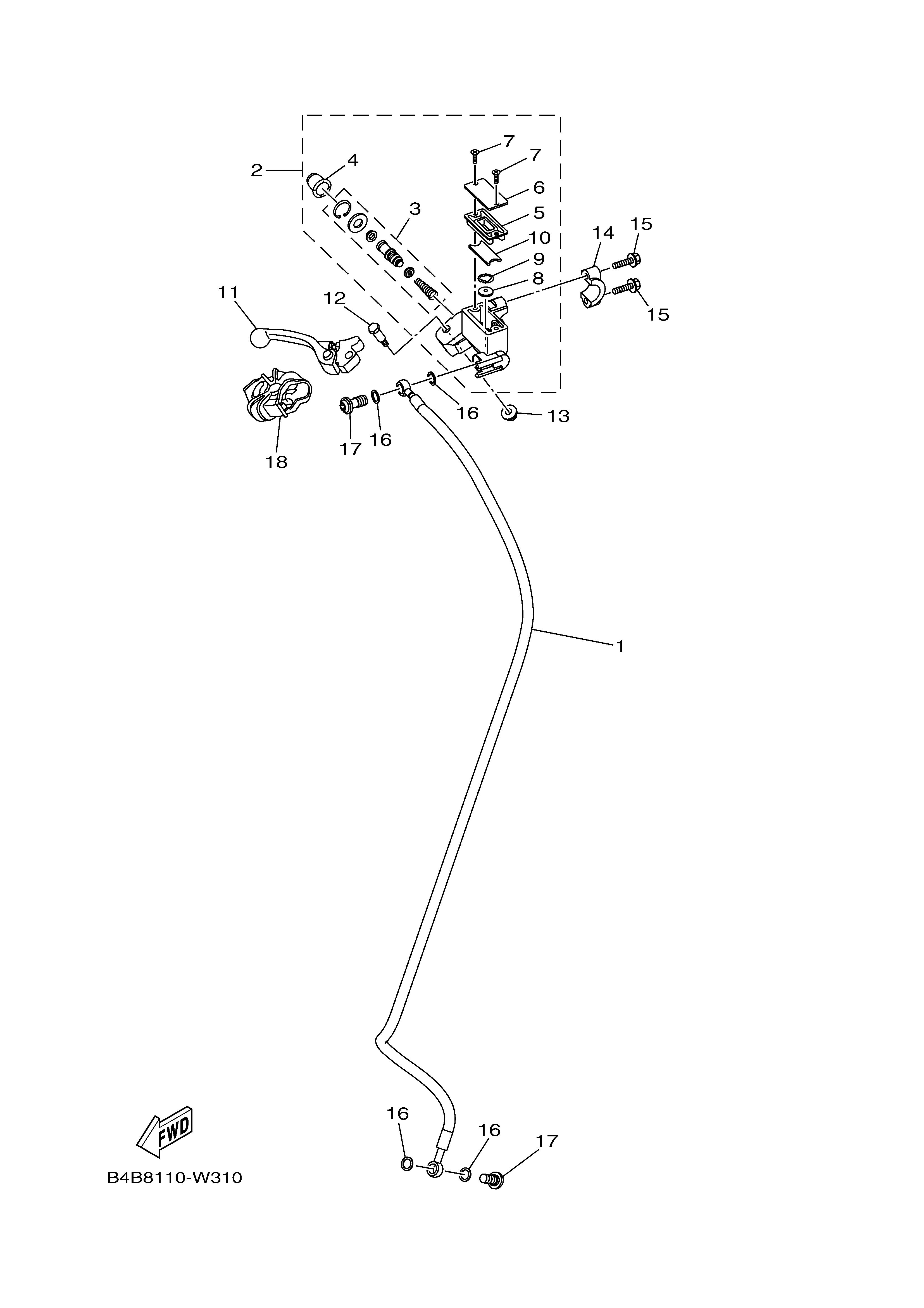 FRONT MASTER CYLINDER Diagram terurai