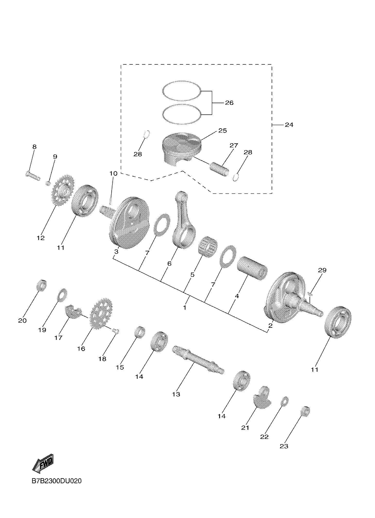 CRANKSHAFT & PISTON ภาพแยกชิ้นส่วน