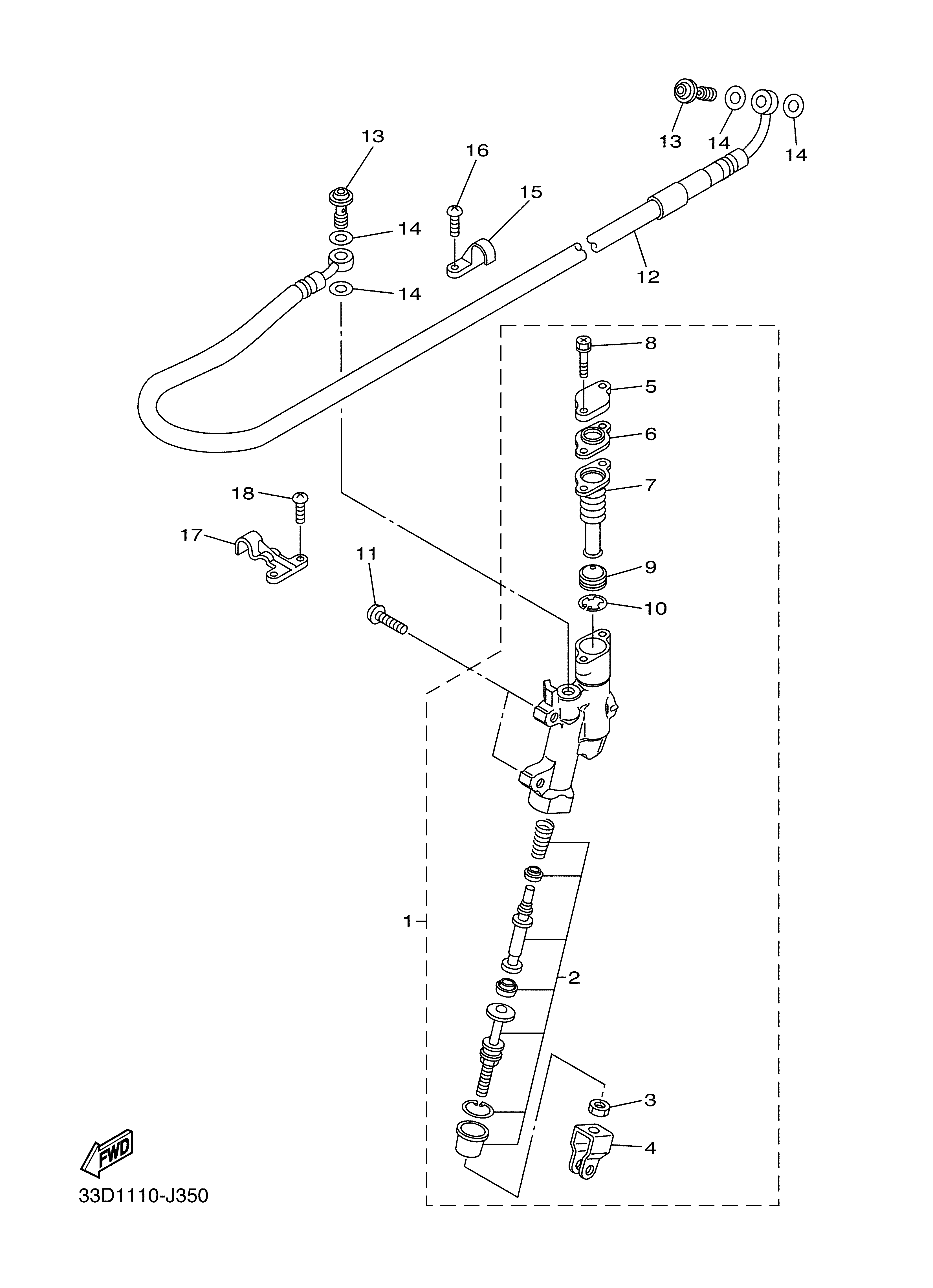 REAR MASTER CYLINDER Diagram terurai