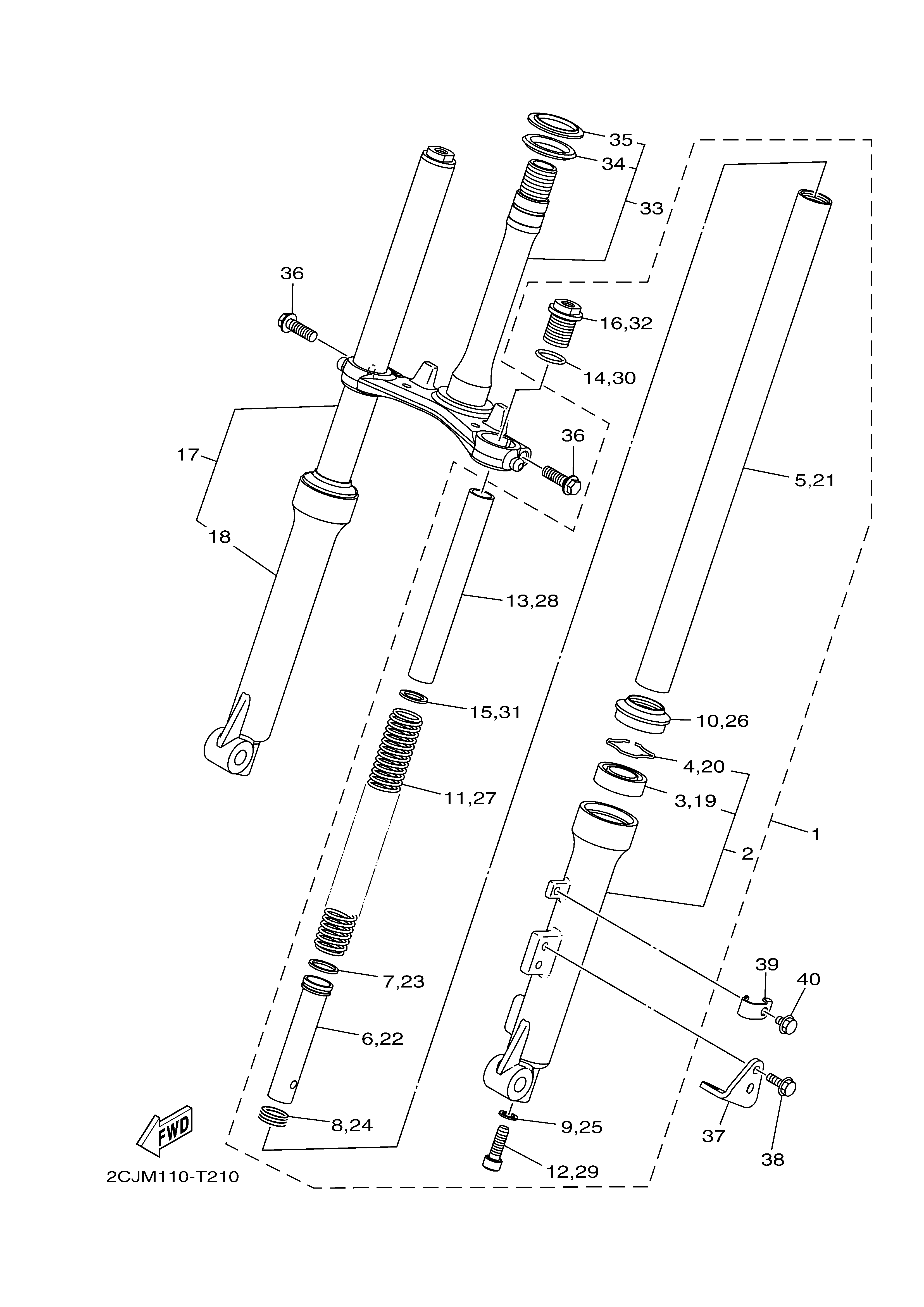FRONT FORK Exploded diagrams