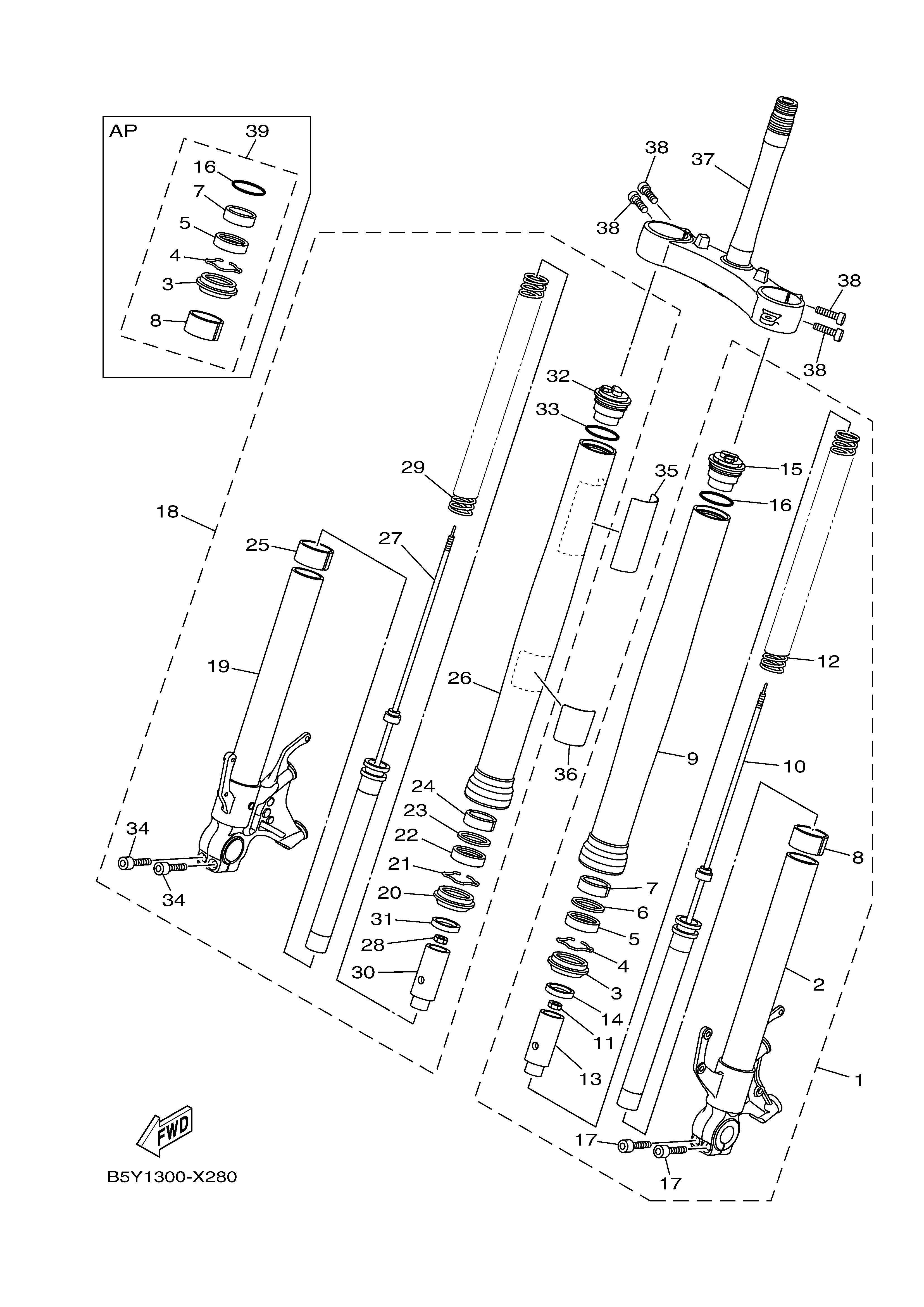 FRONT FORK ภาพแยกชิ้นส่วน