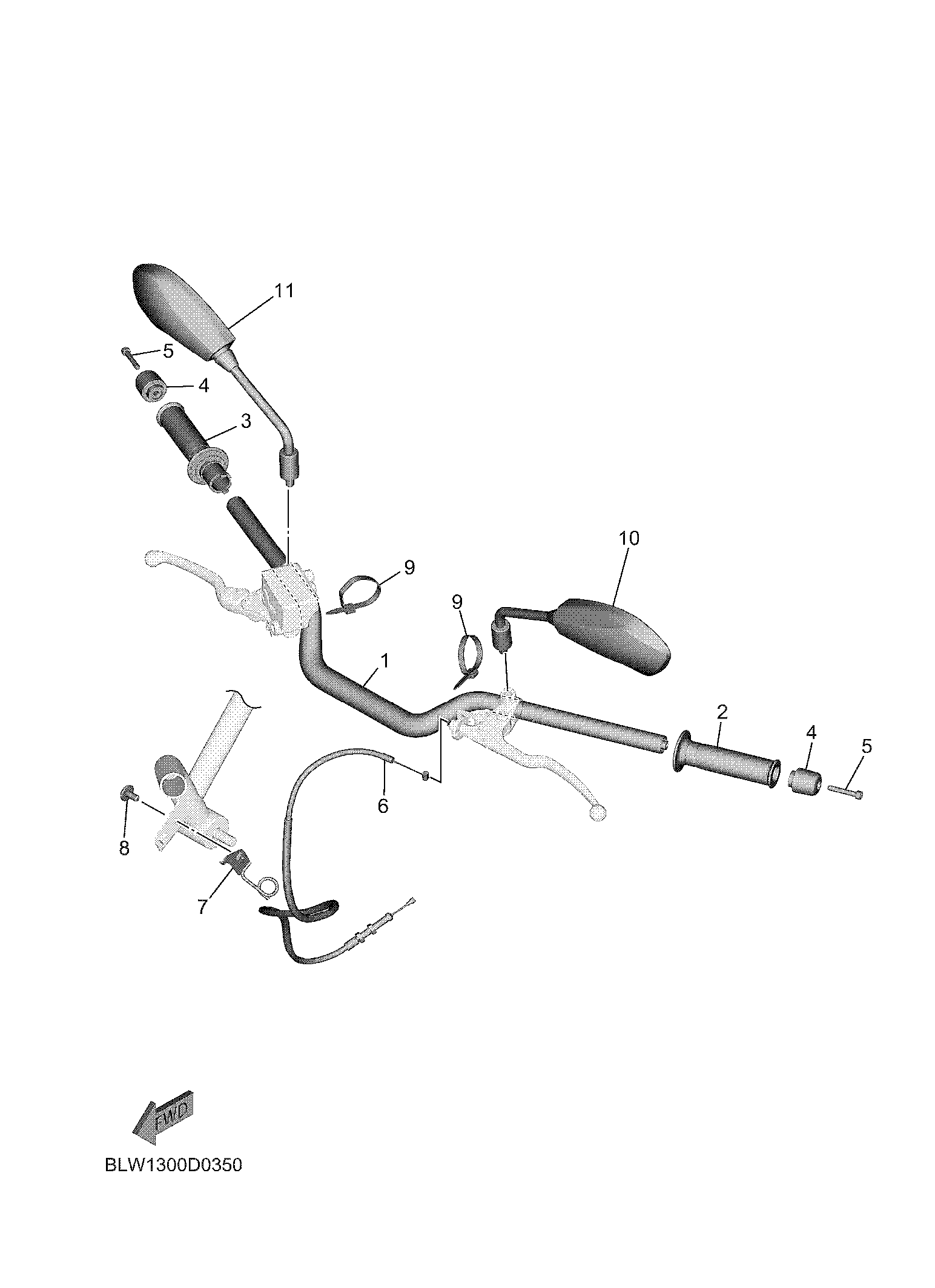 STEERING HANDLE & CABLE ภาพแยกชิ้นส่วน