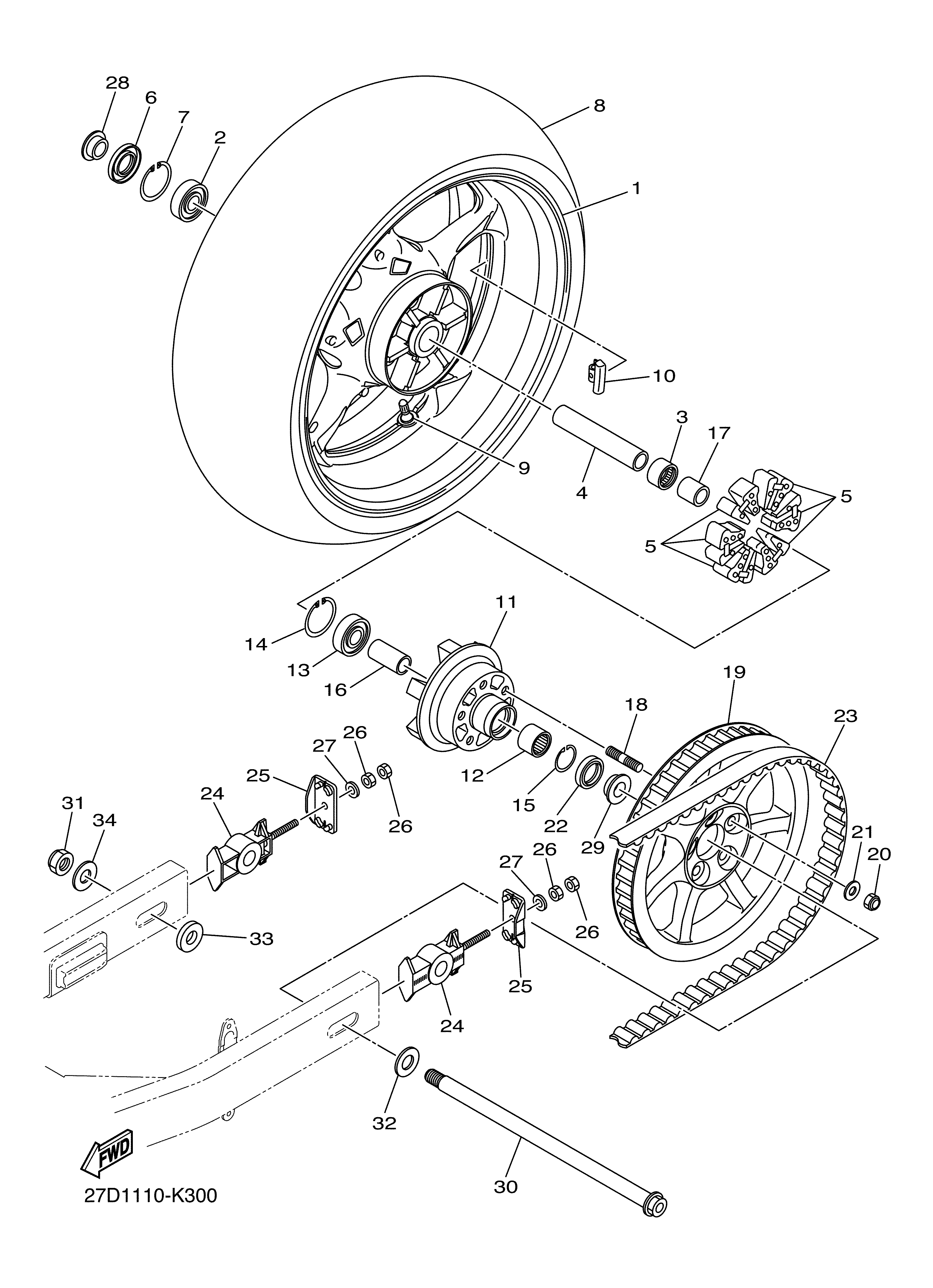 REAR WHEEL Sơ đồ tách chi tiết