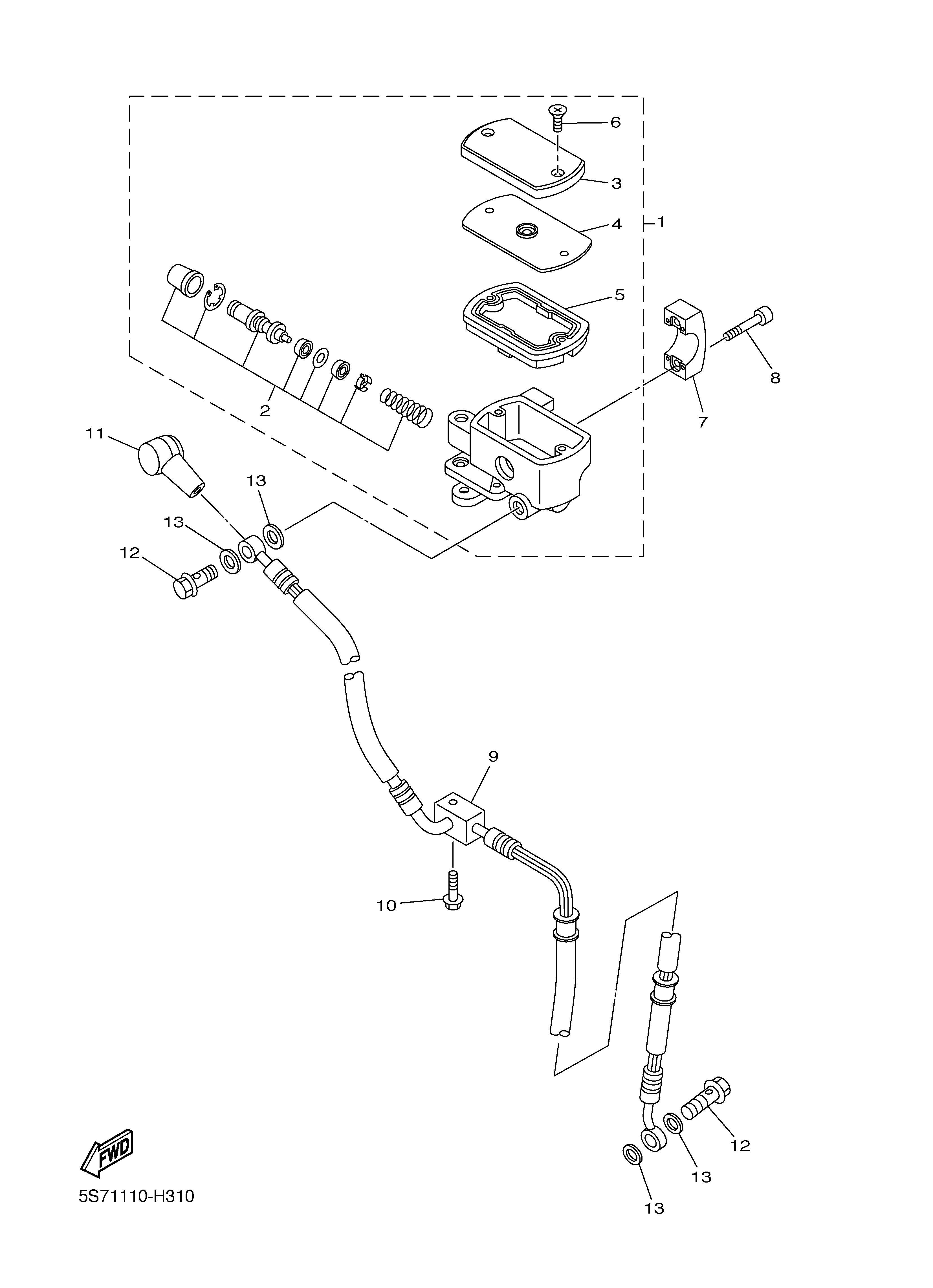 FRONT MASTER CYLINDER Vistas explodidas