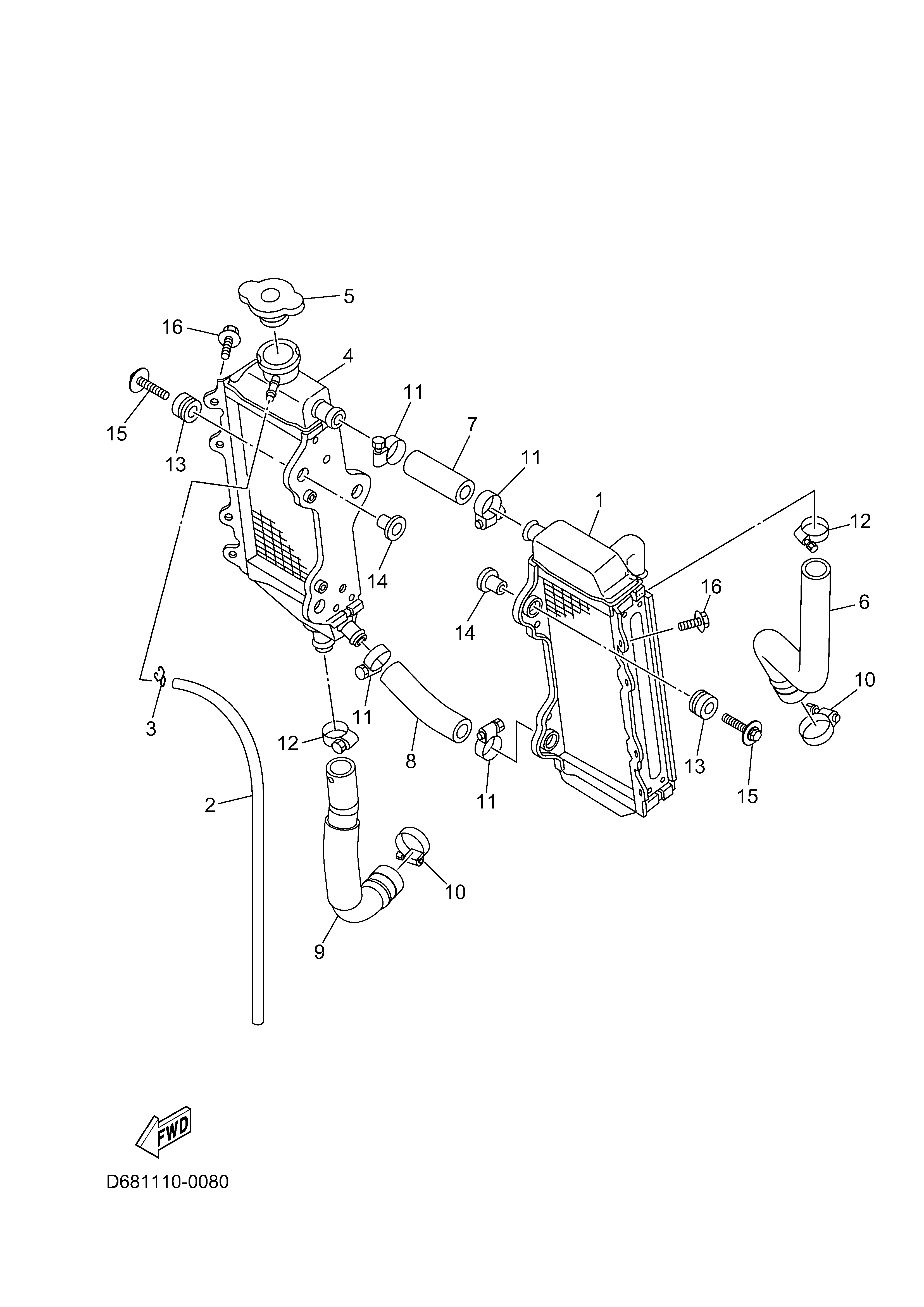 RADIATOR & HOSE Diagram terurai