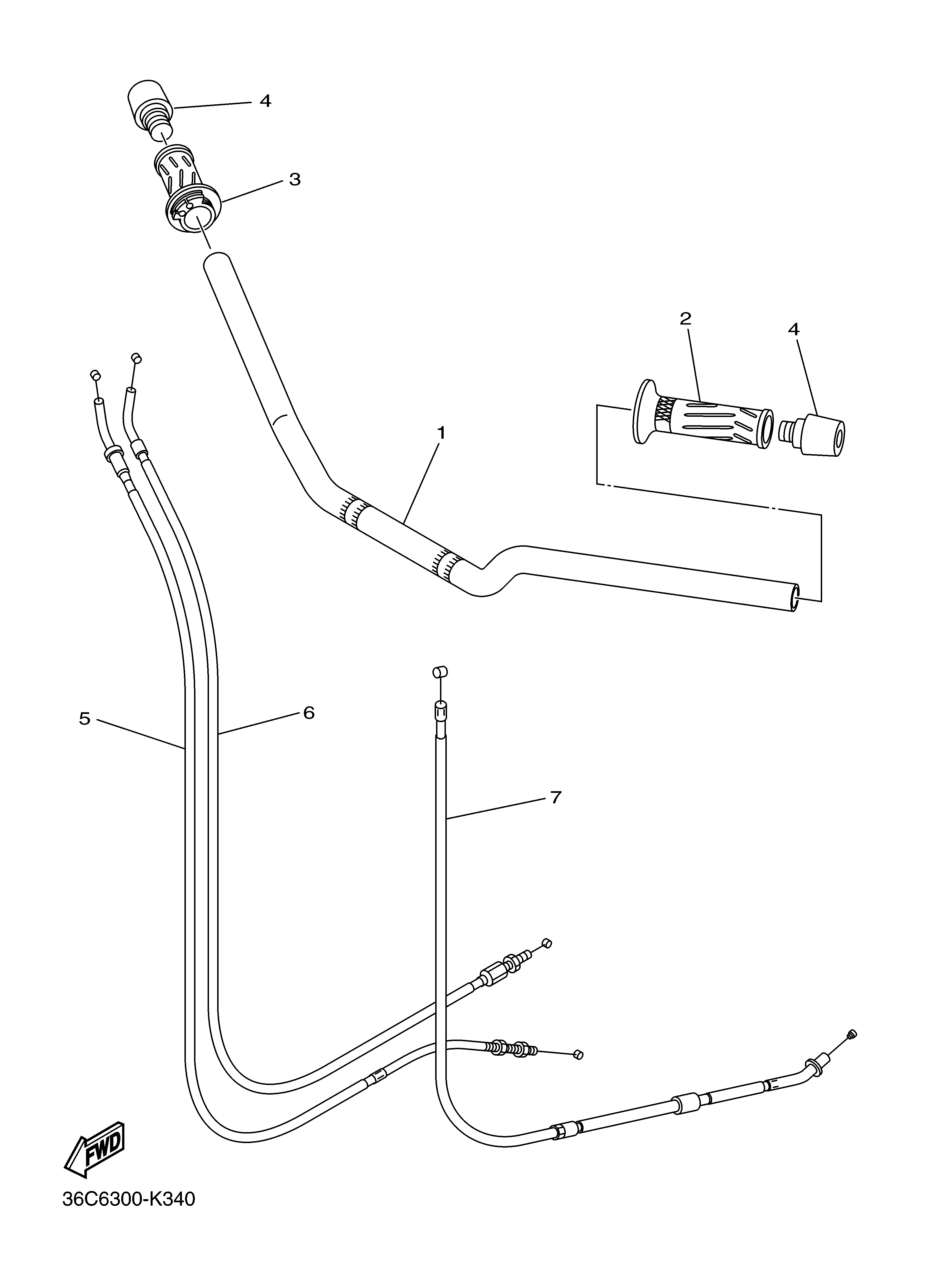 STEERING HANDLE CABLE ภาพแยกชิ้นส่วน
