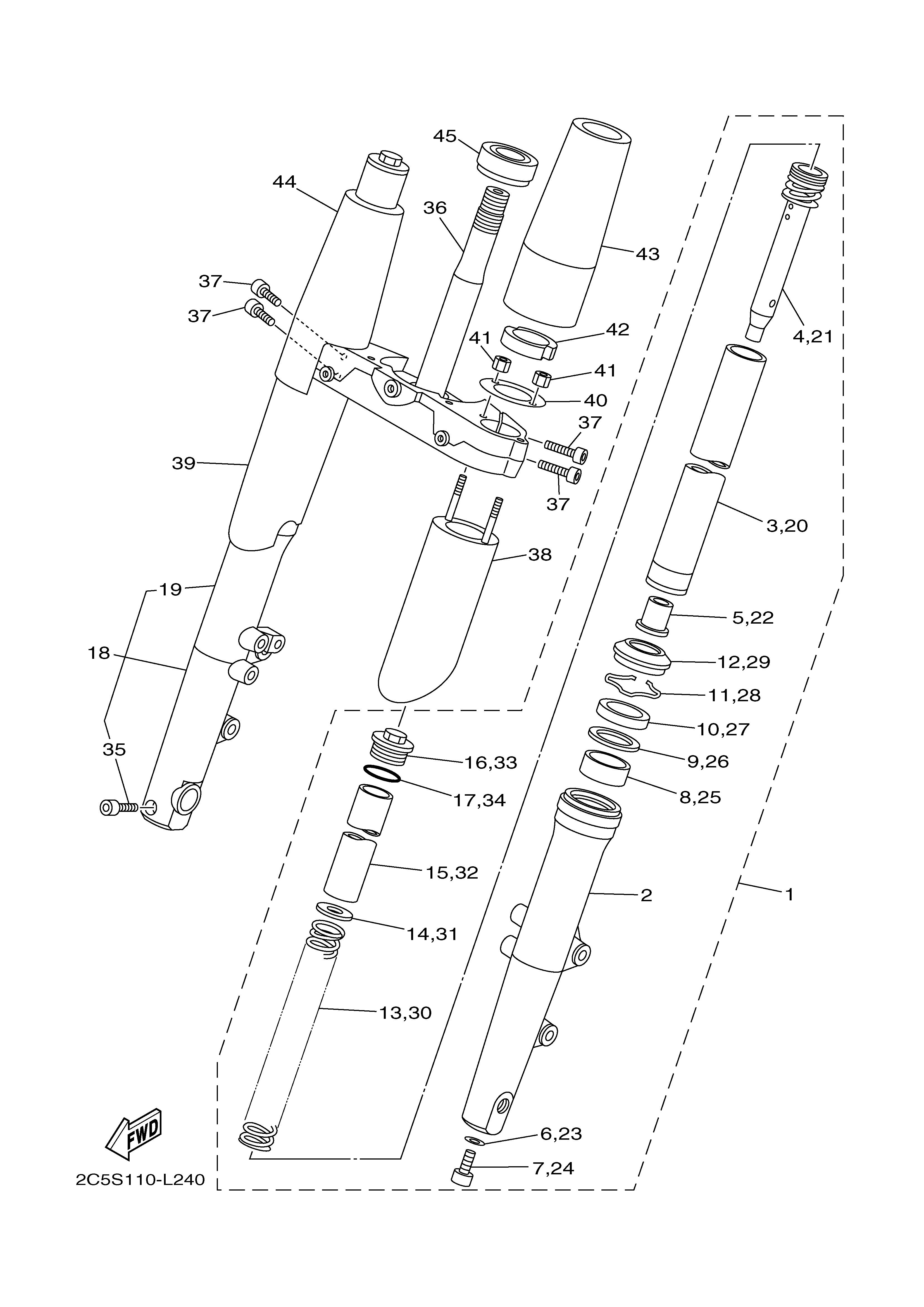FRONT FORK ภาพแยกชิ้นส่วน
