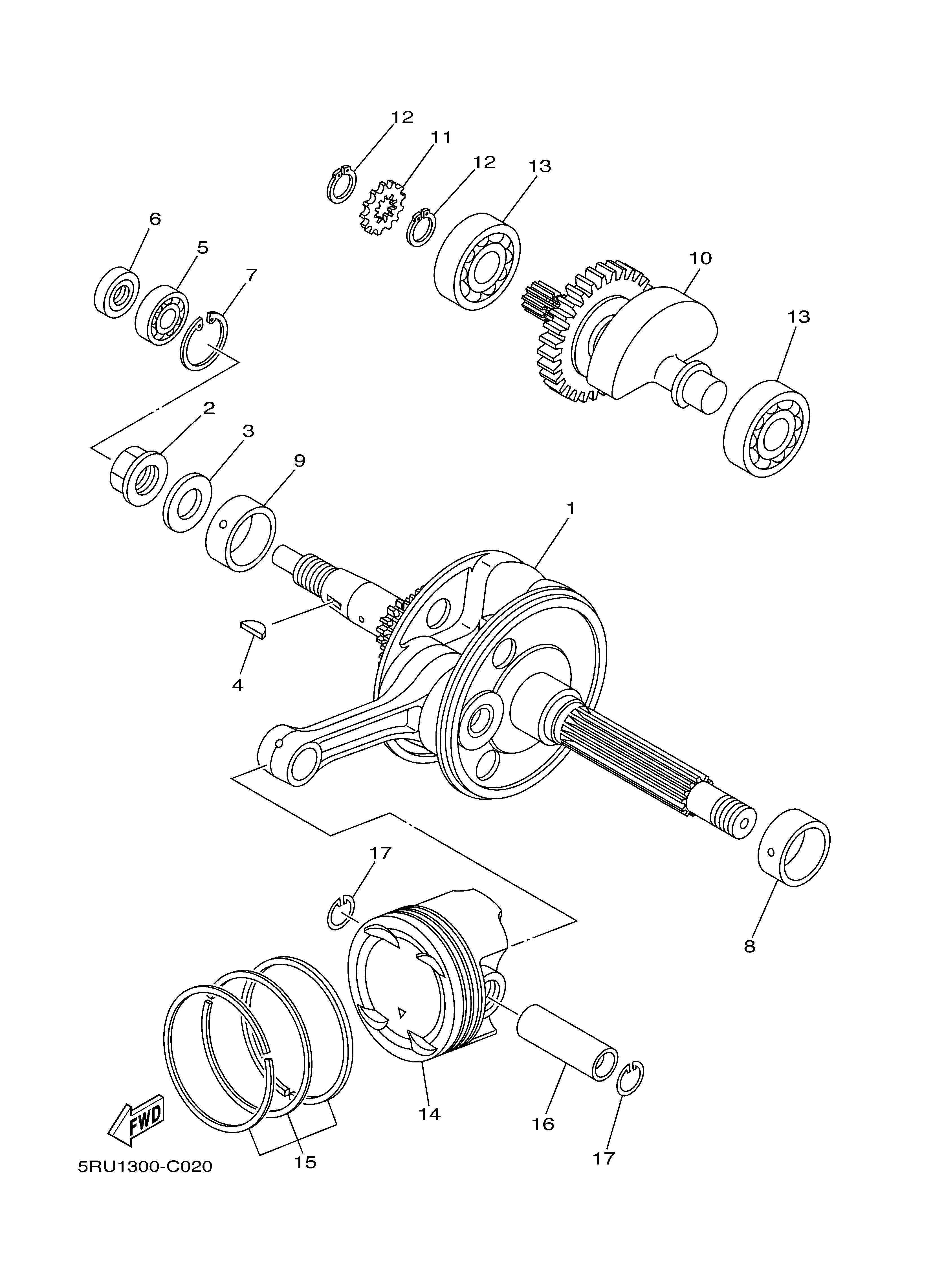 CRANKSHAFT PISTON Diagram terurai