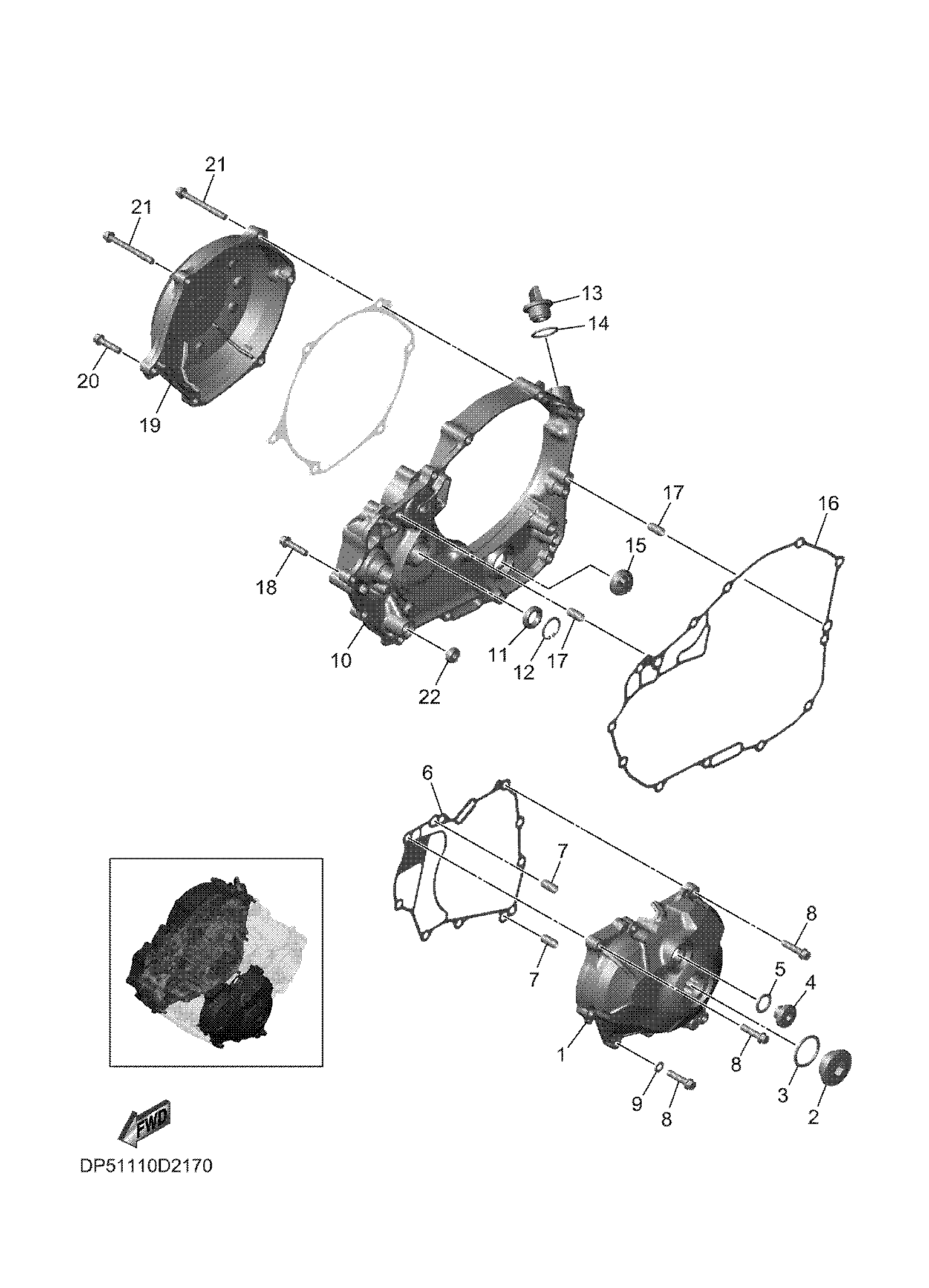 CRANKCASE COVER 1 ภาพแยกชิ้นส่วน