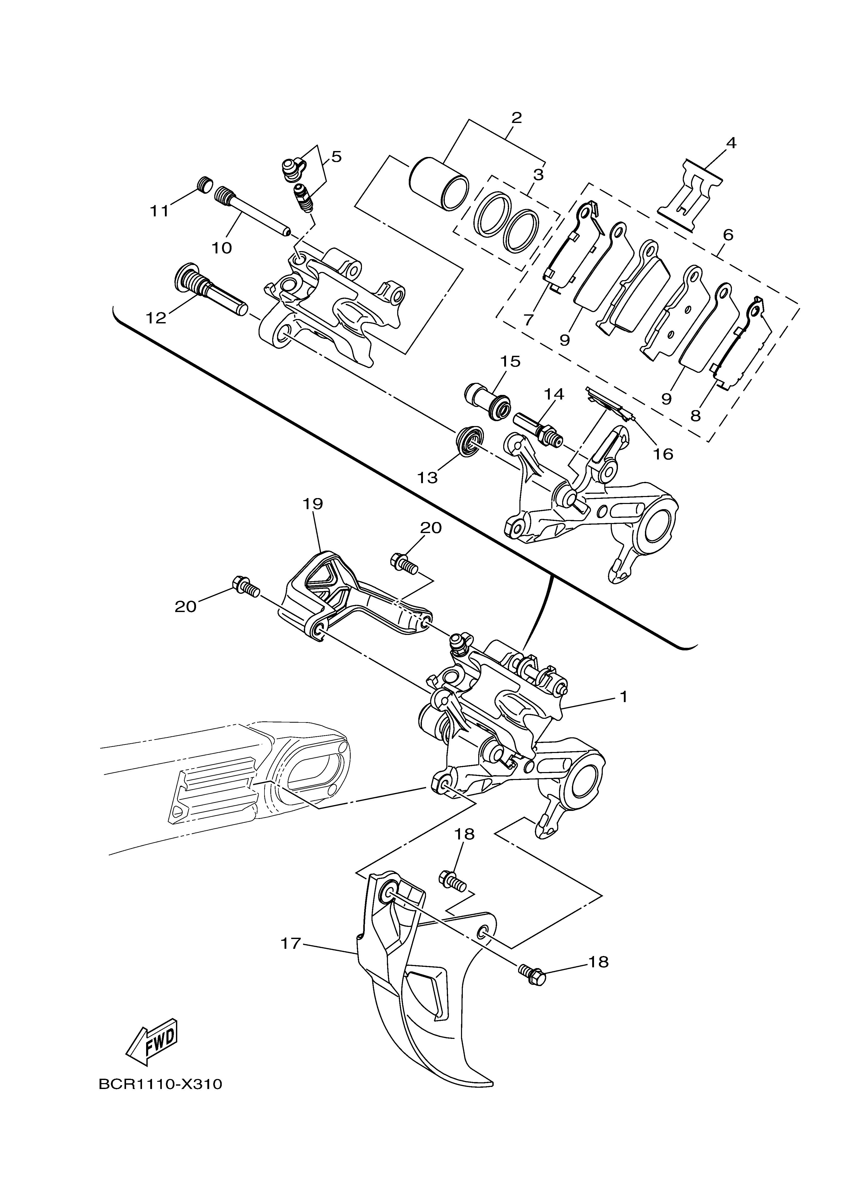 REAR BRAKE CALIPER ภาพแยกชิ้นส่วน