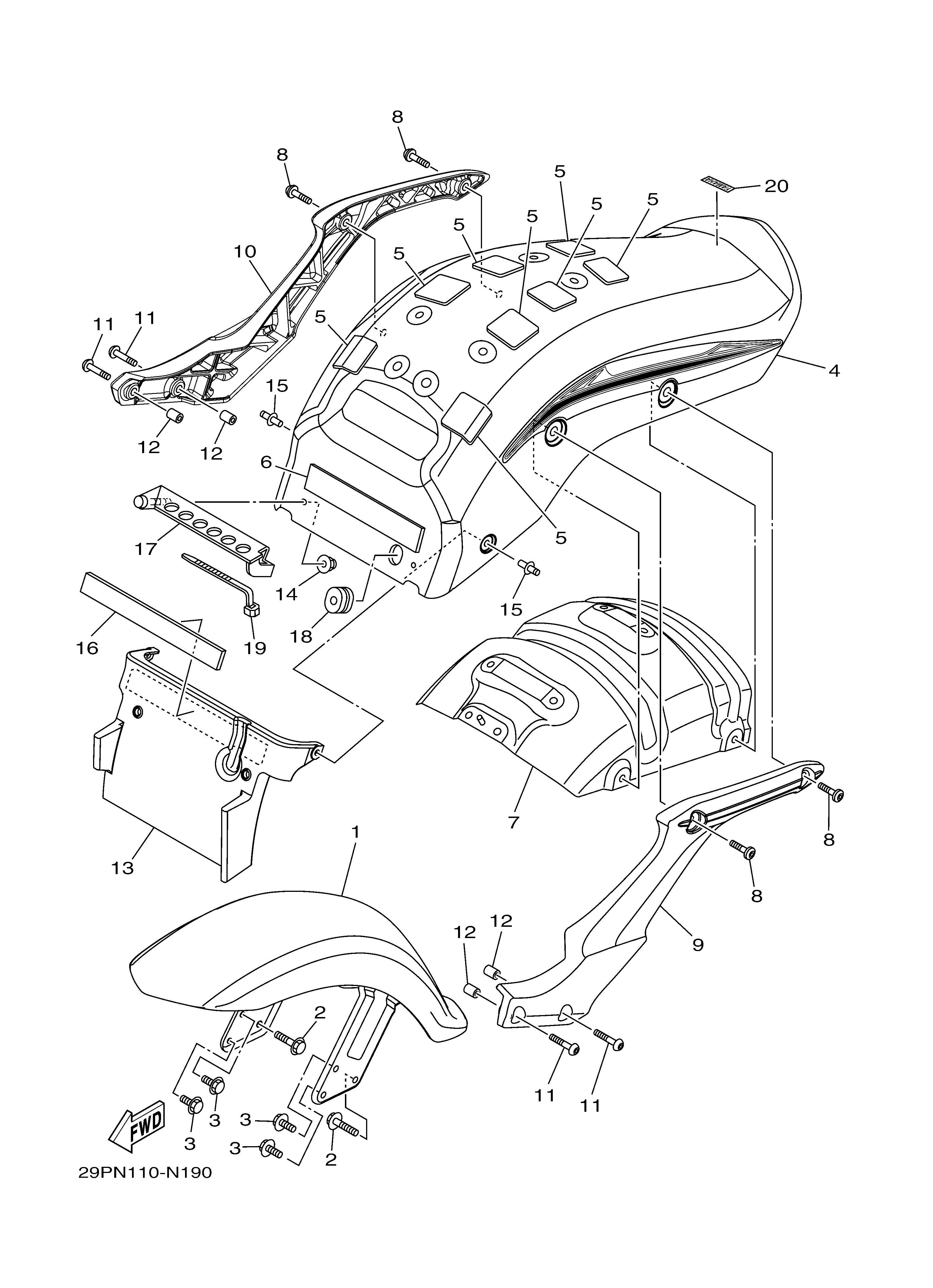 FENDER ภาพแยกชิ้นส่วน