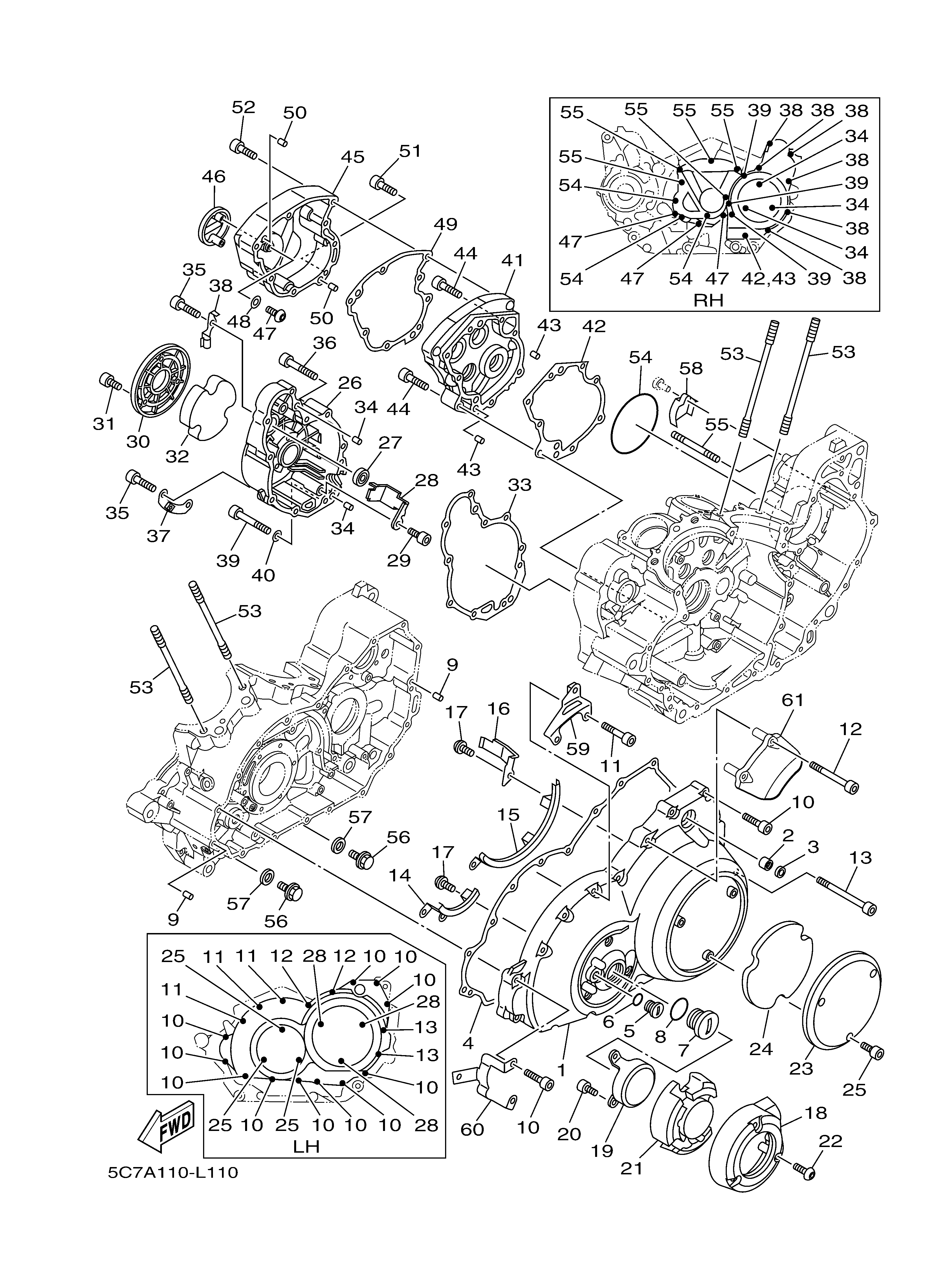 CRANKCASE COVER 1 ภาพแยกชิ้นส่วน