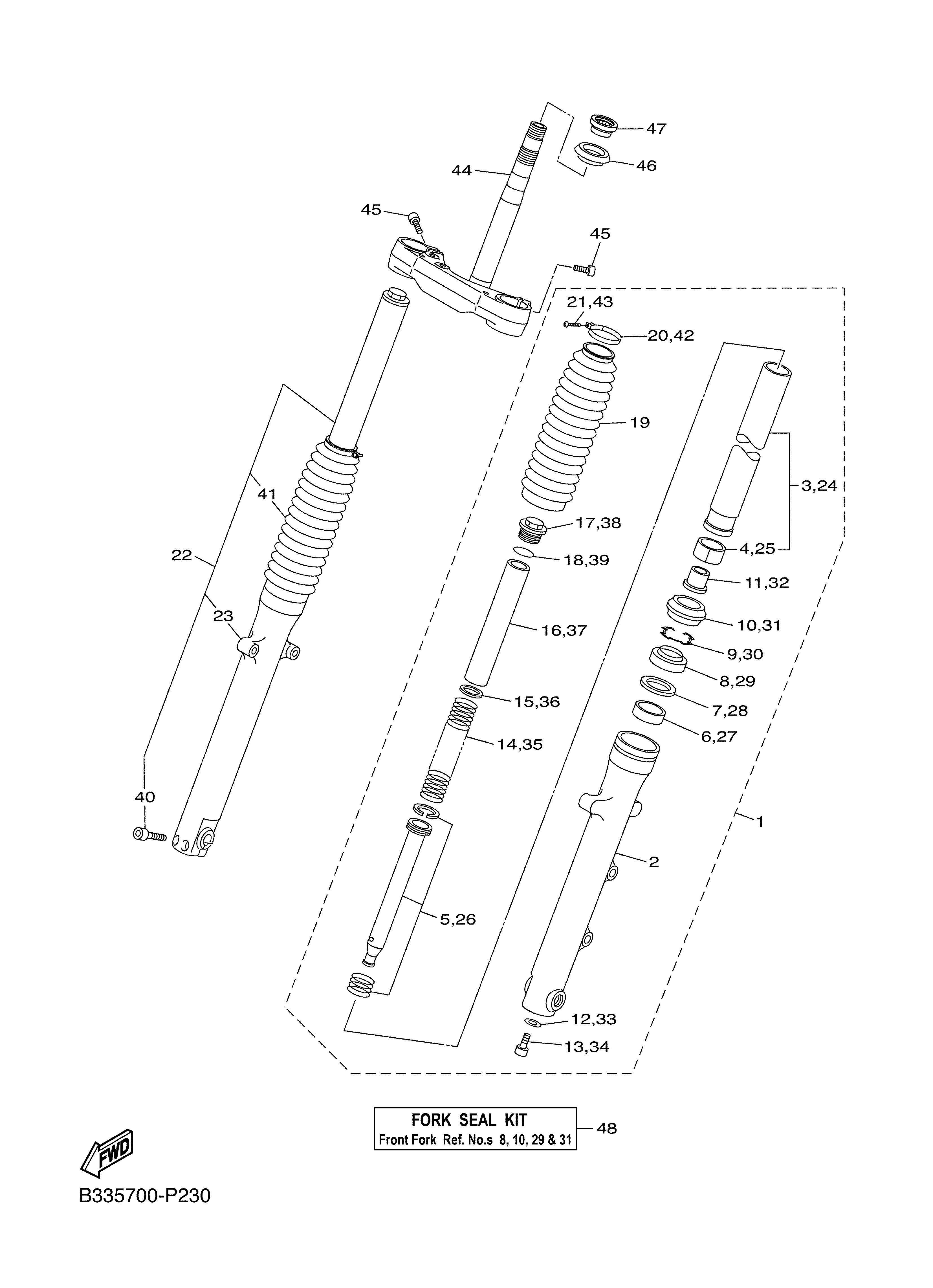 FRONT FORK ภาพแยกชิ้นส่วน