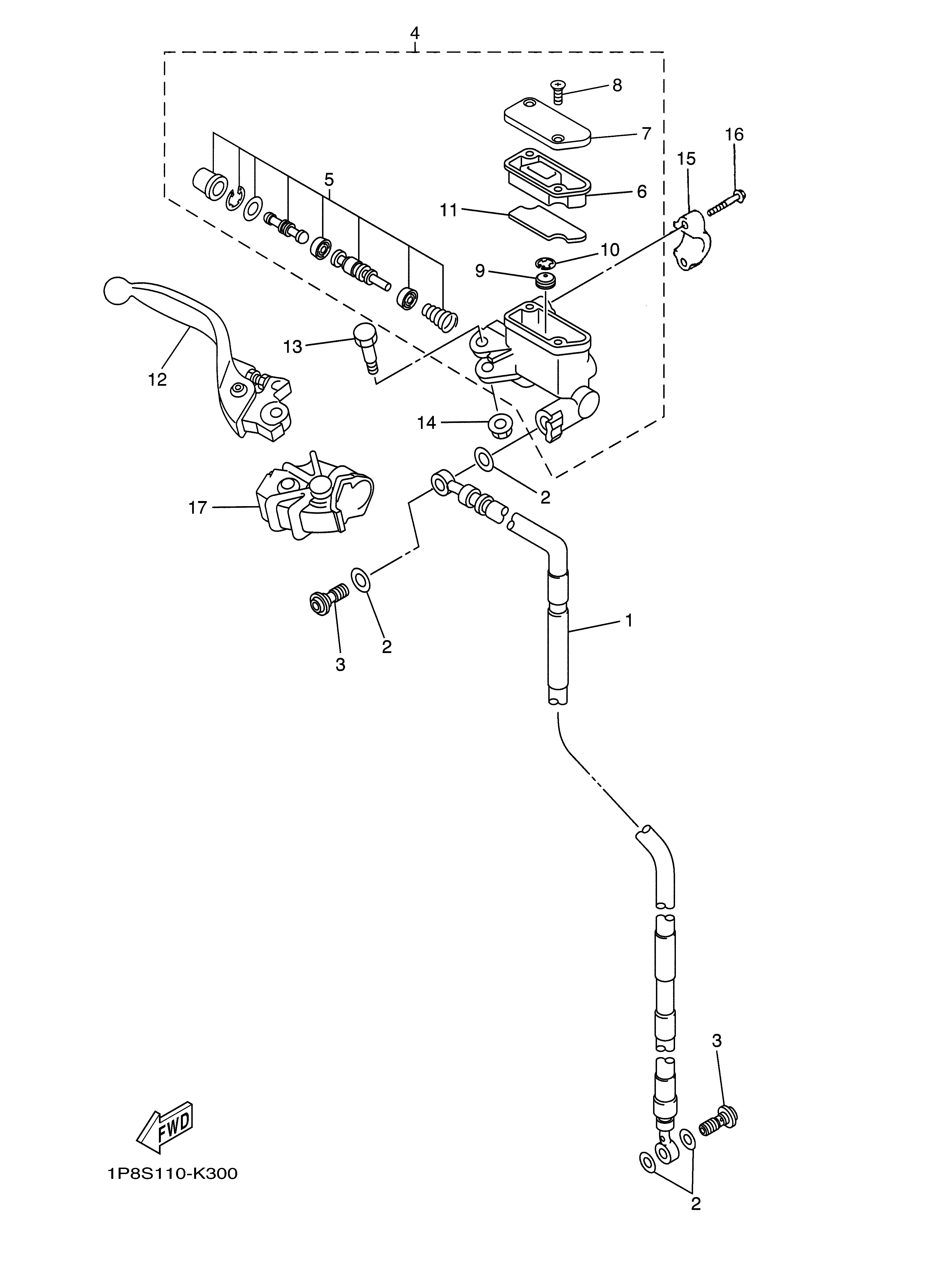 FRONT MASTER CYLINDER Diagram terurai