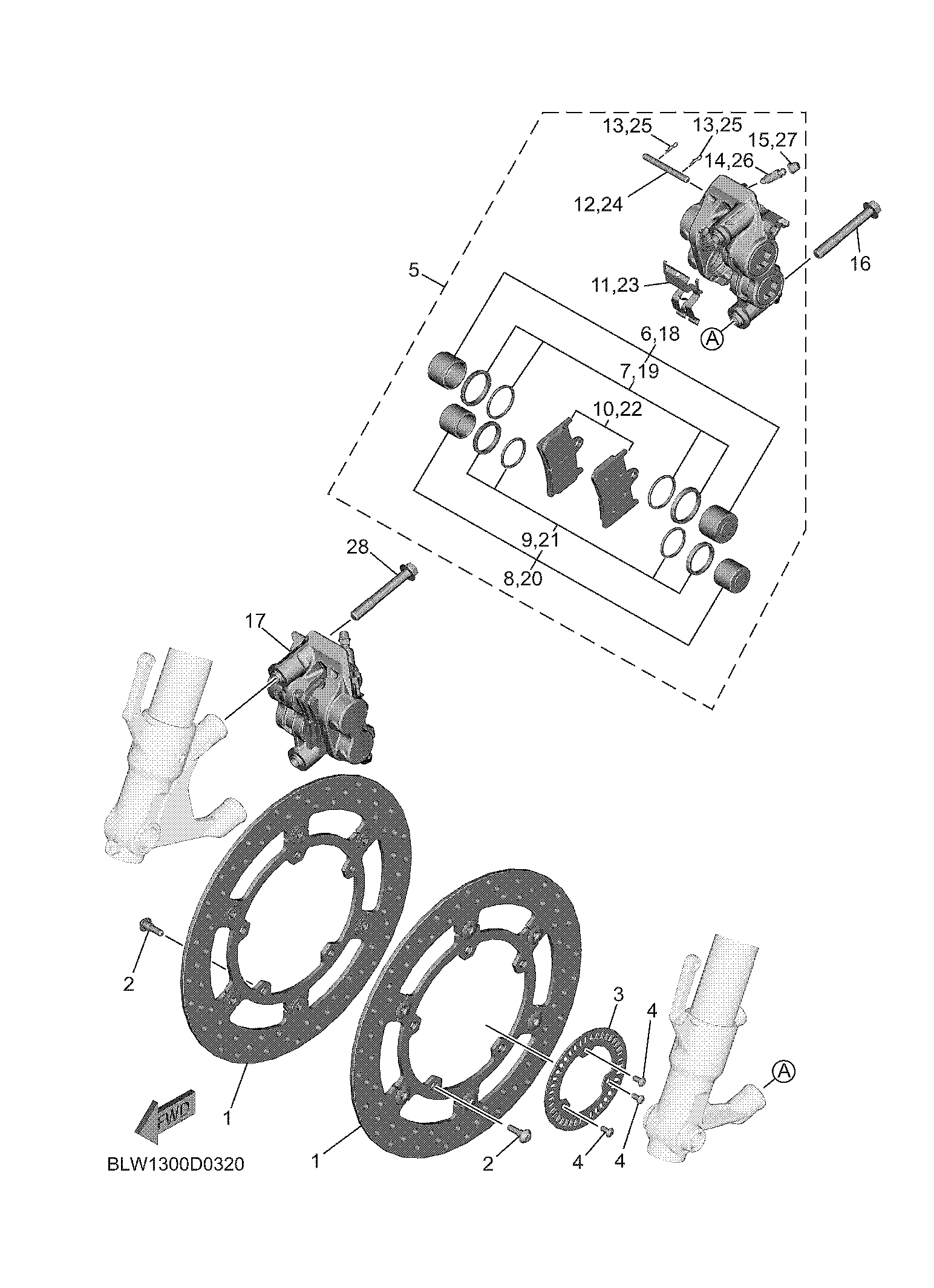 FRONT BRAKE CALIPER ภาพแยกชิ้นส่วน