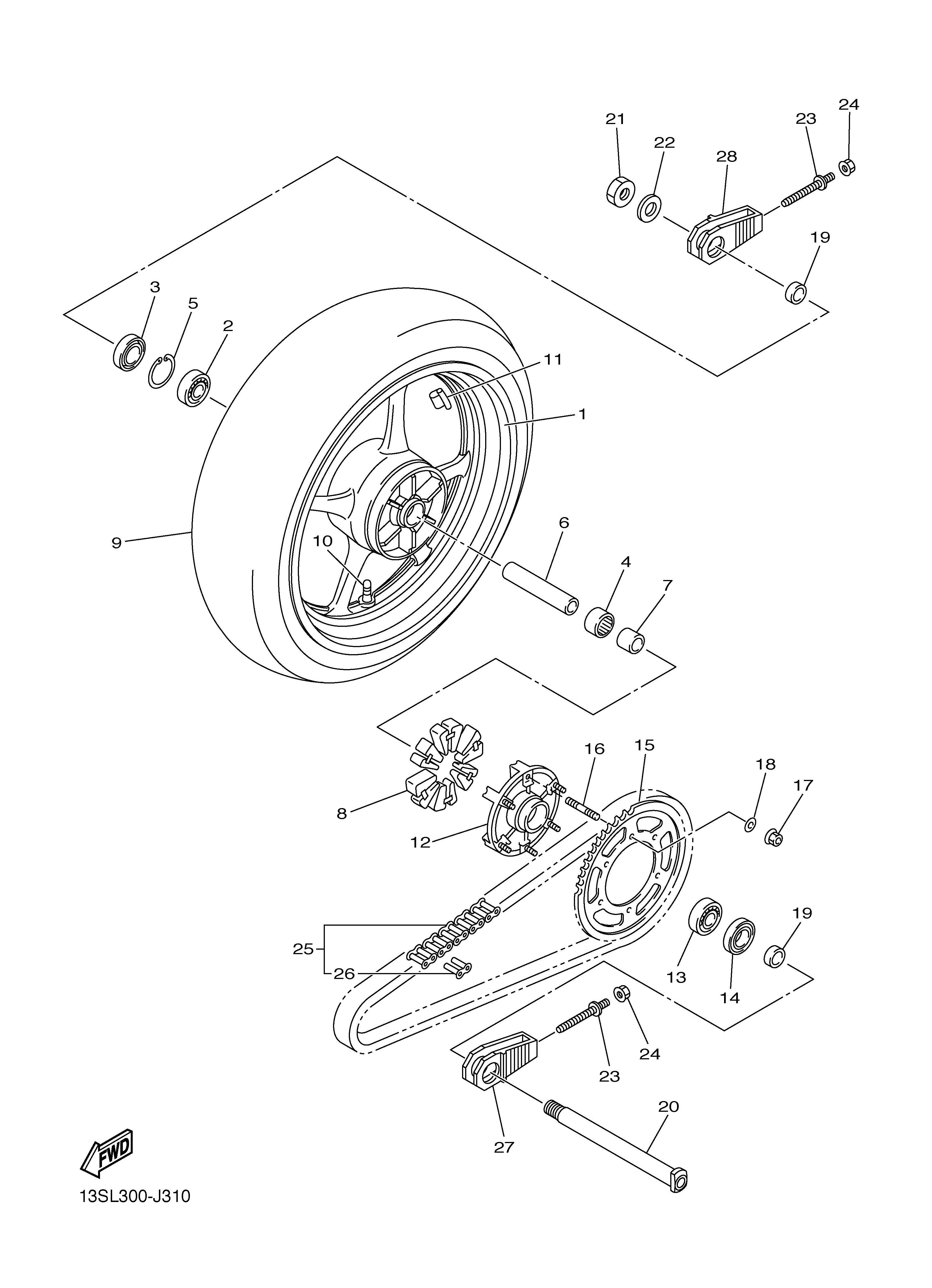 REAR WHEEL ภาพแยกชิ้นส่วน