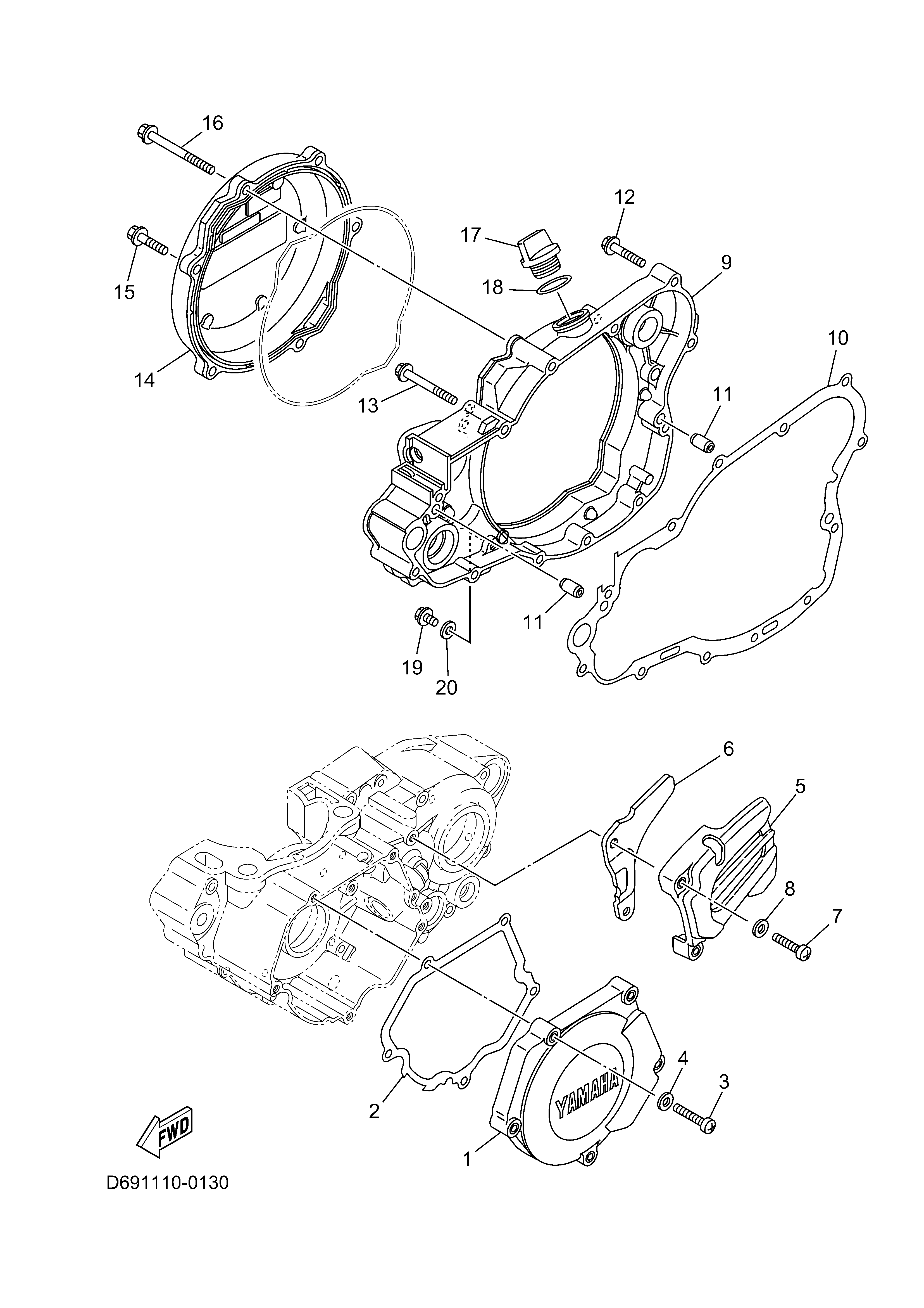 CRANKCASE COVER 1 ภาพแยกชิ้นส่วน
