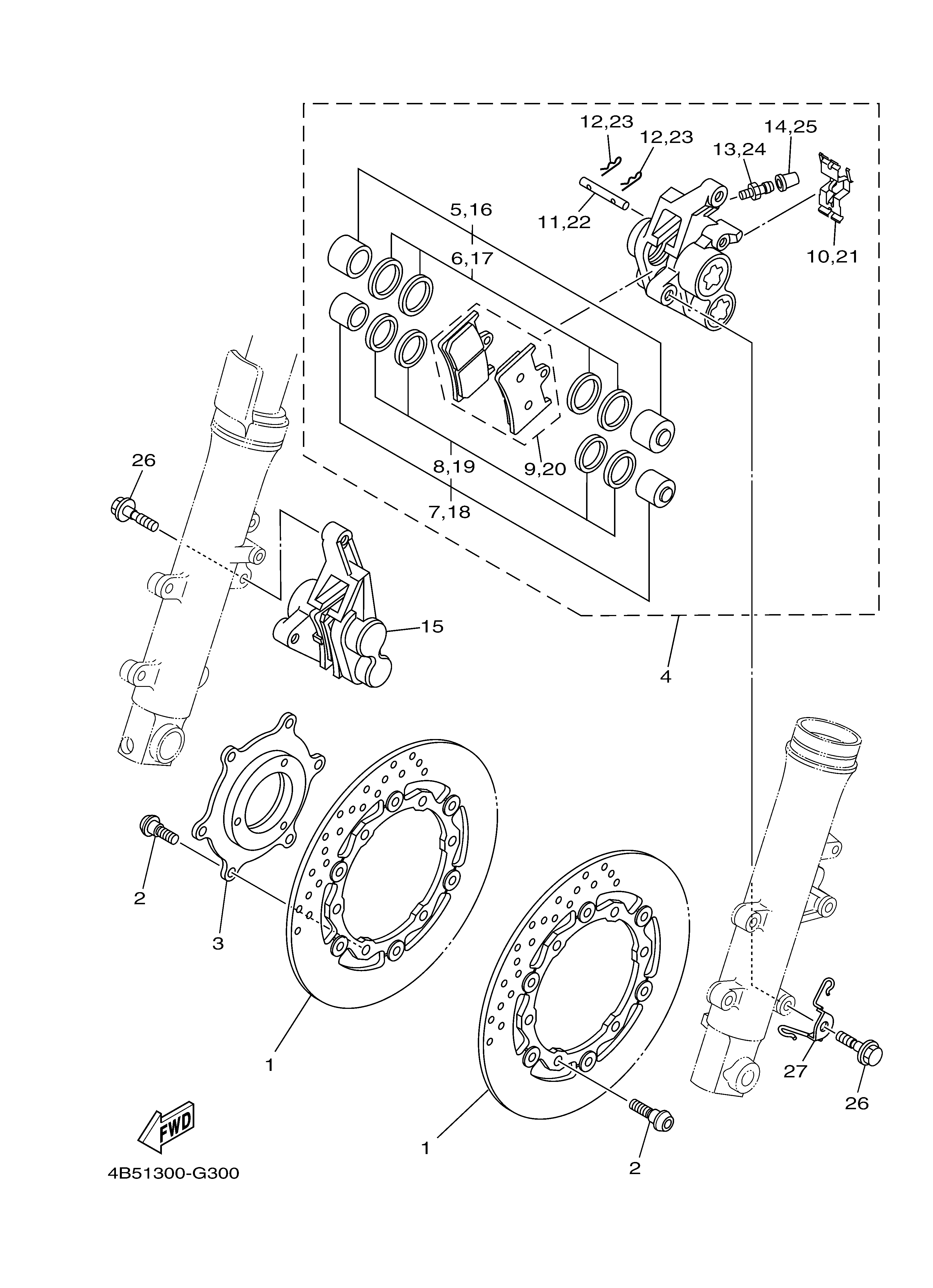 FRONT BRAKE CALIPER Vistas explodidas