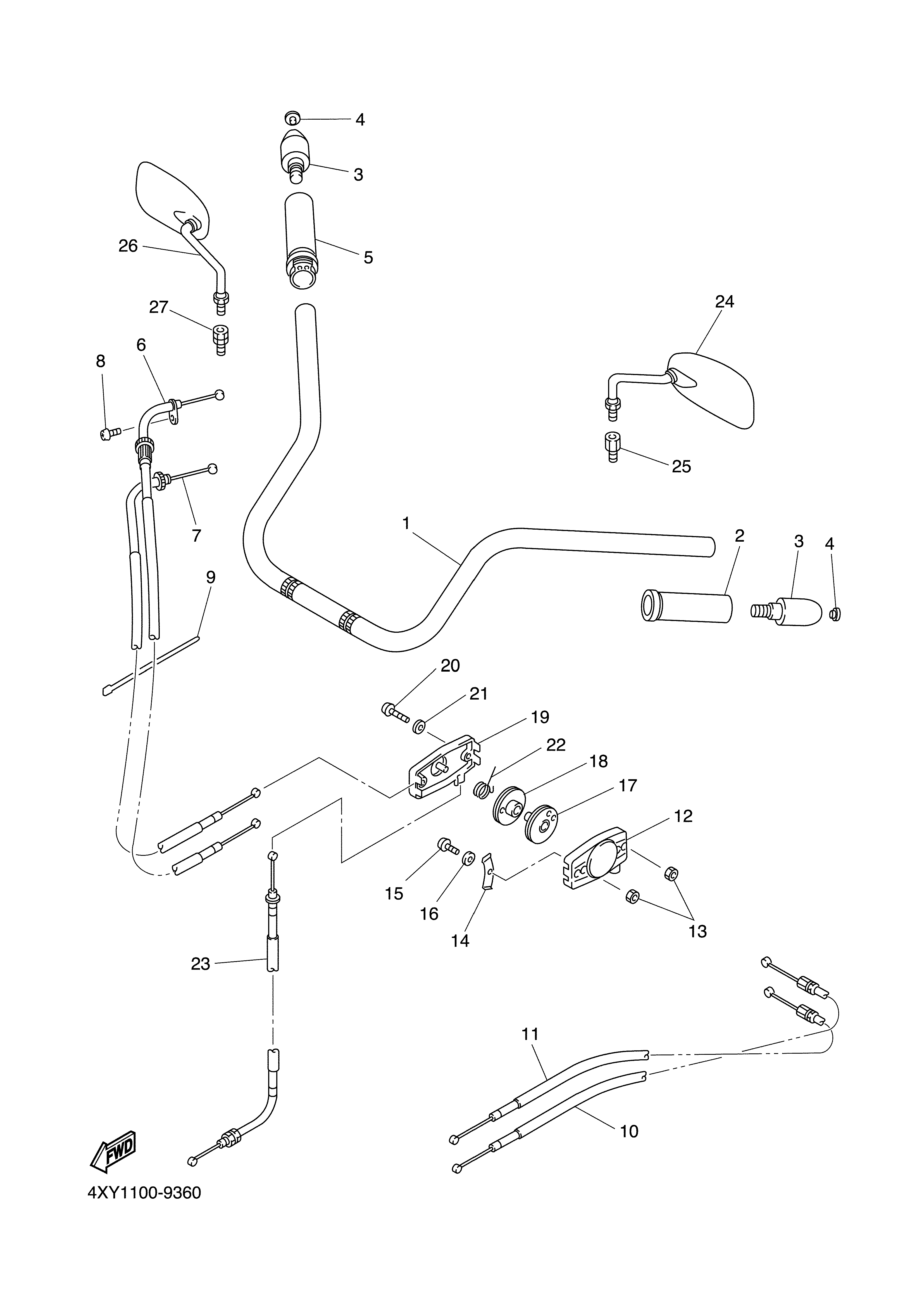 STEERING HANDLE CABLE ภาพแยกชิ้นส่วน
