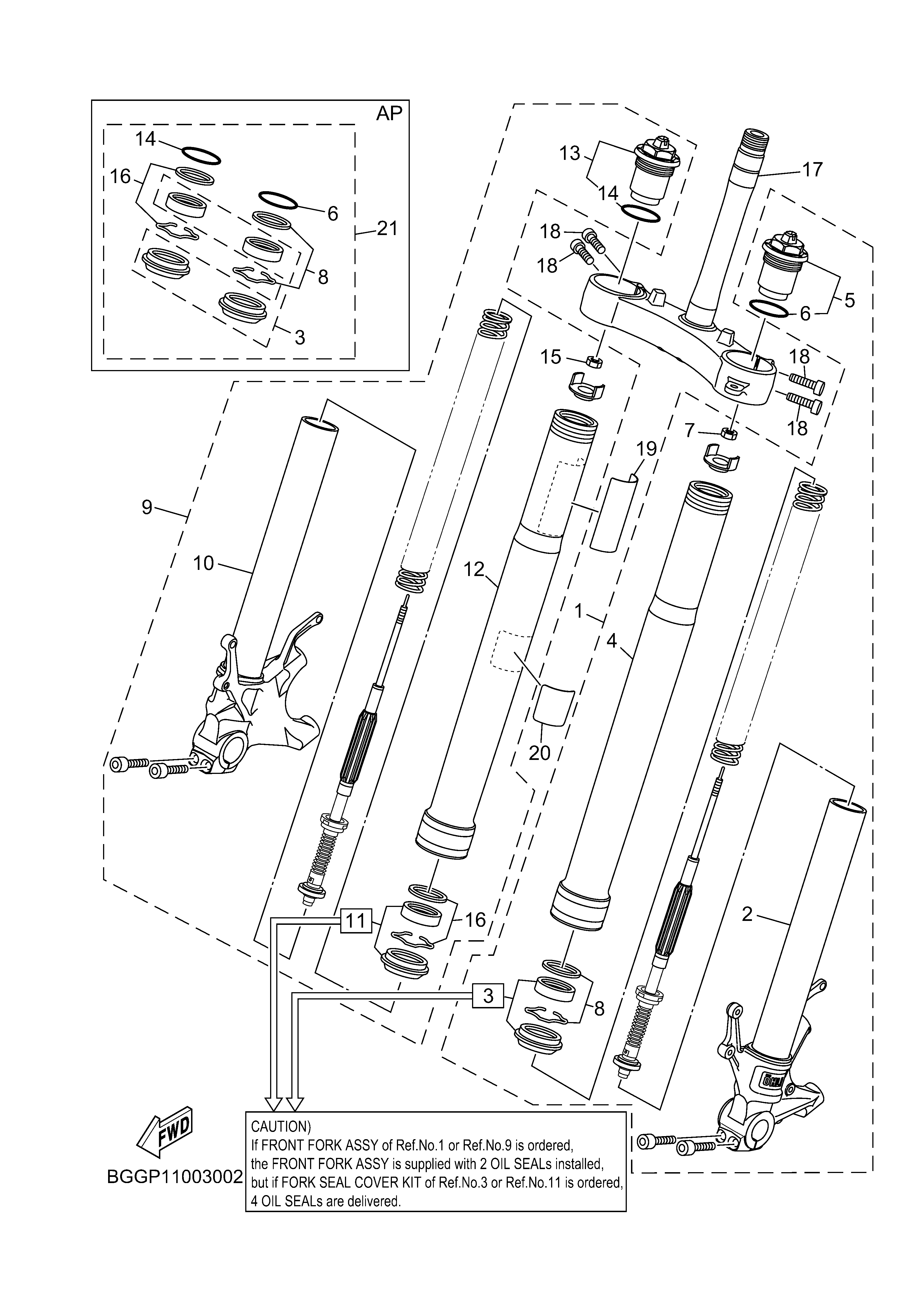 FRONT FORK ภาพแยกชิ้นส่วน