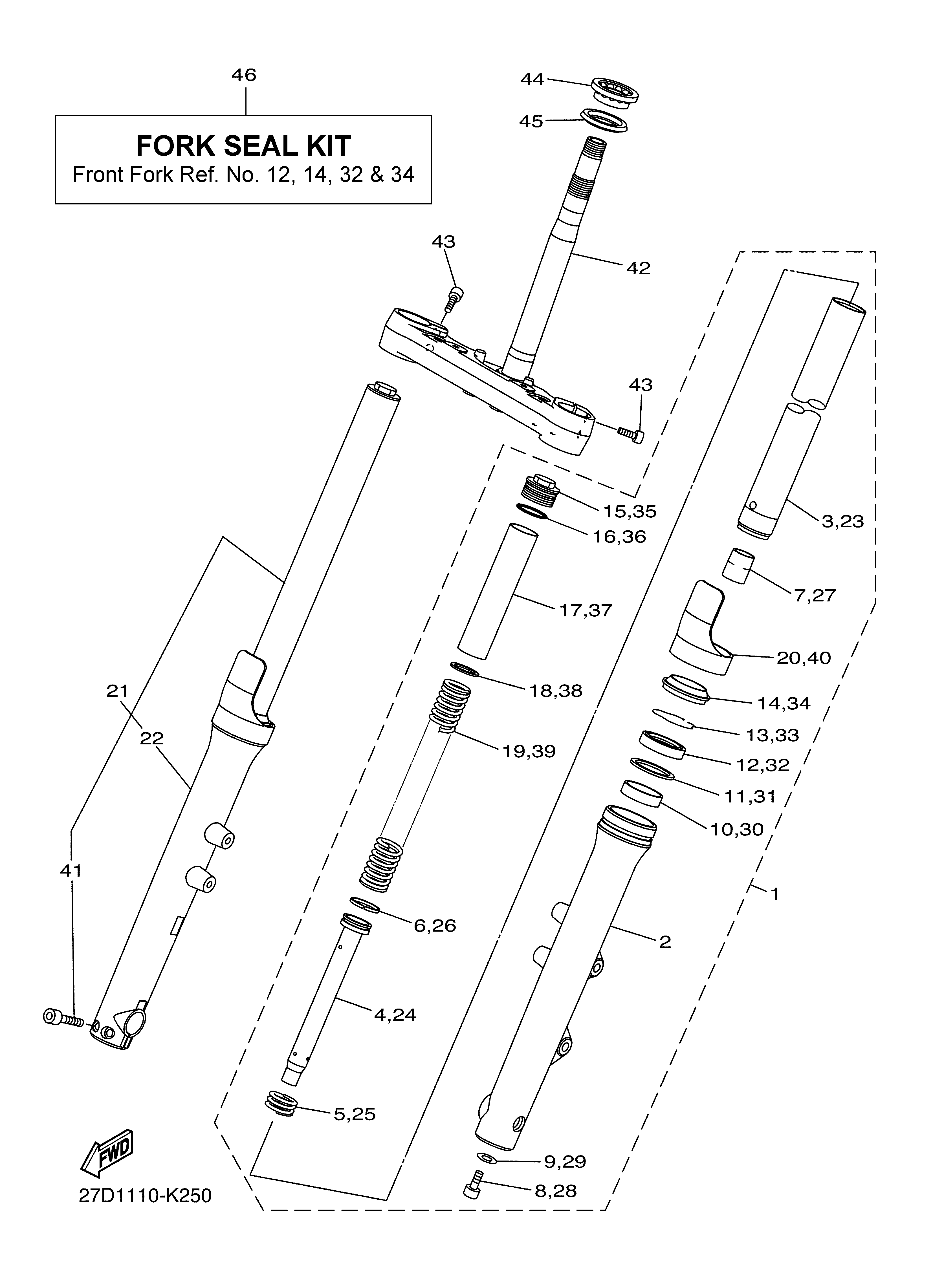 FRONT FORK ภาพแยกชิ้นส่วน