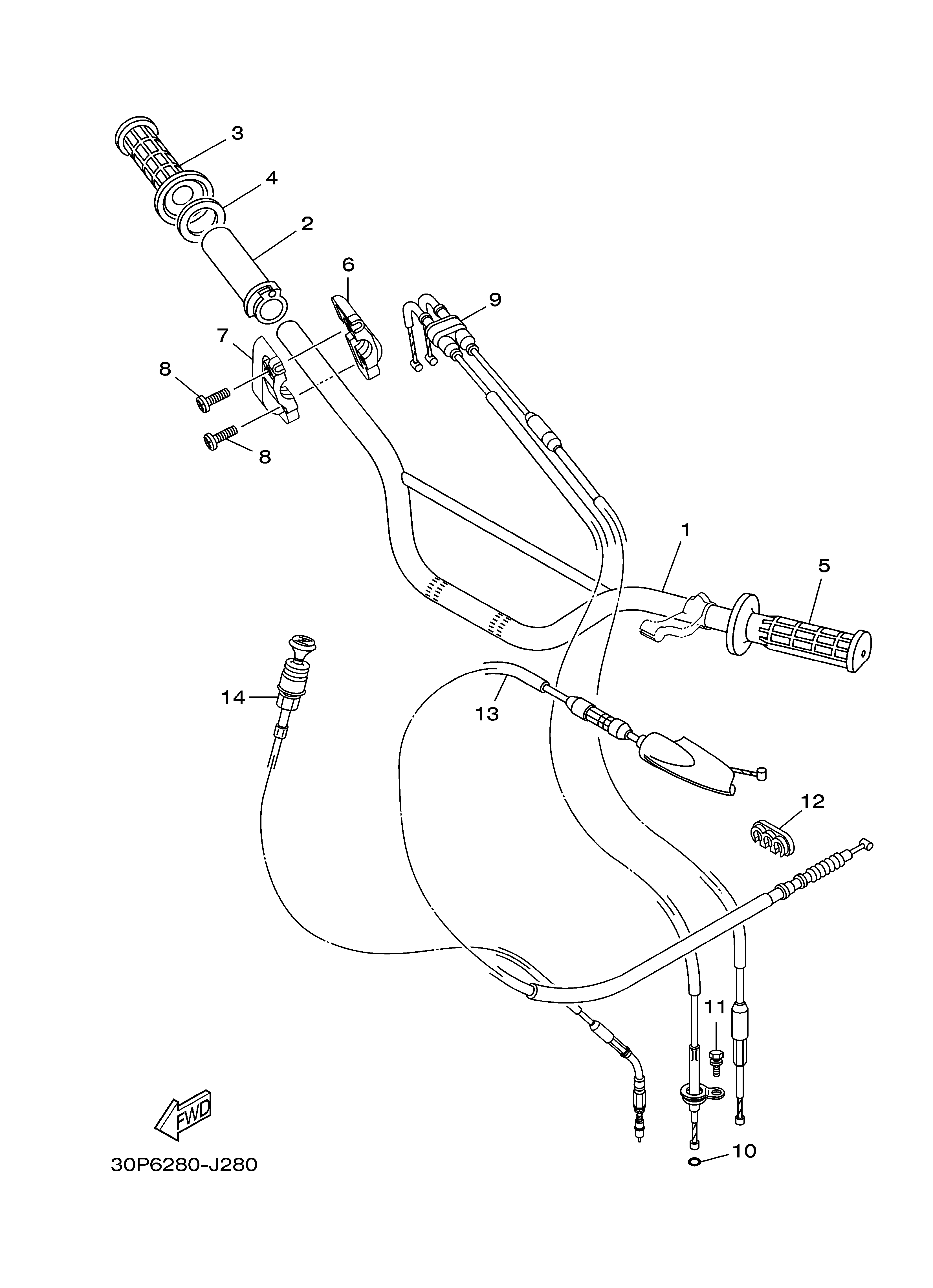 STEERING HANDLE & CABLE Vistas explodidas