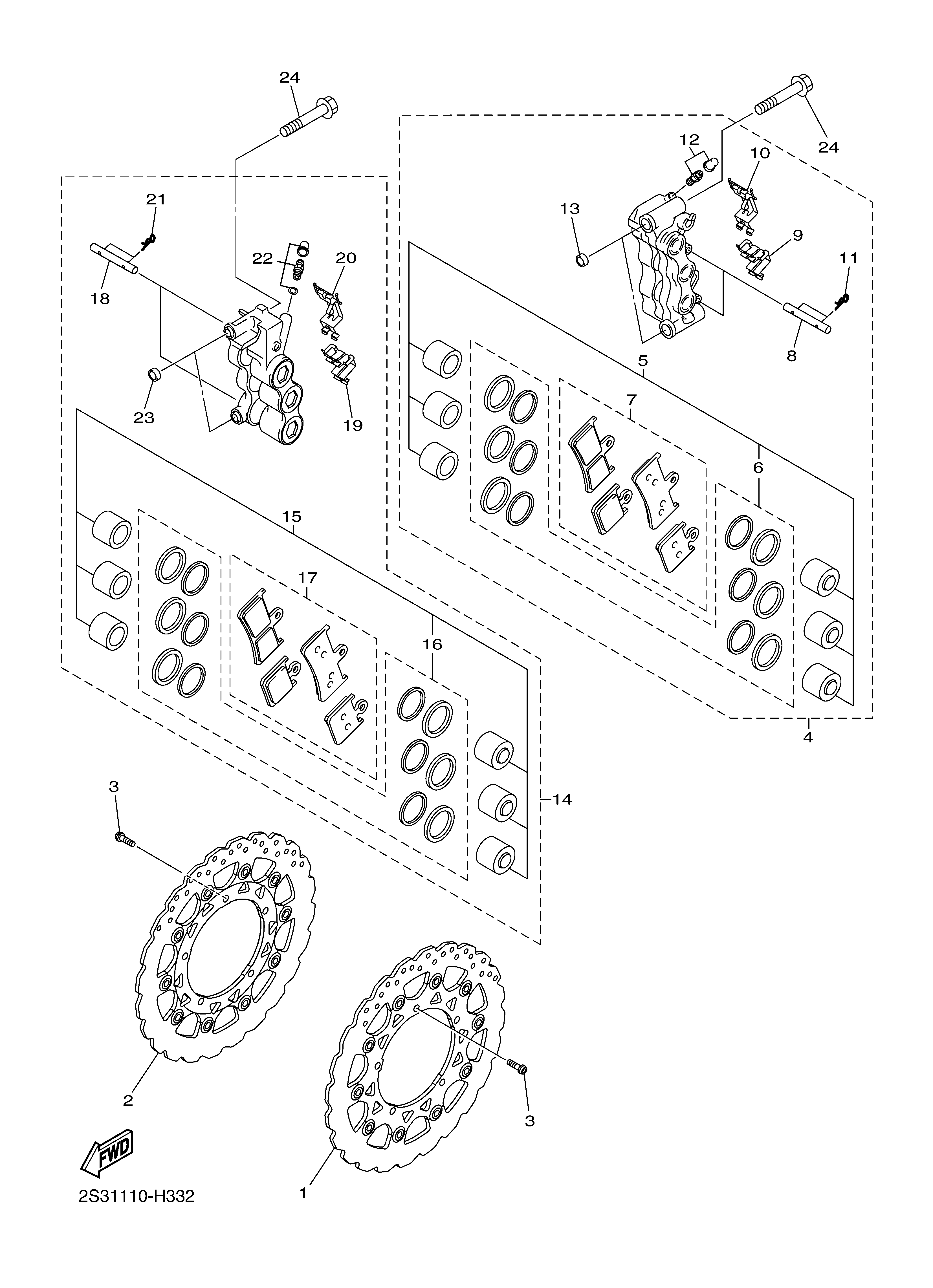 FRONT BRAKE CALIPER ภาพแยกชิ้นส่วน