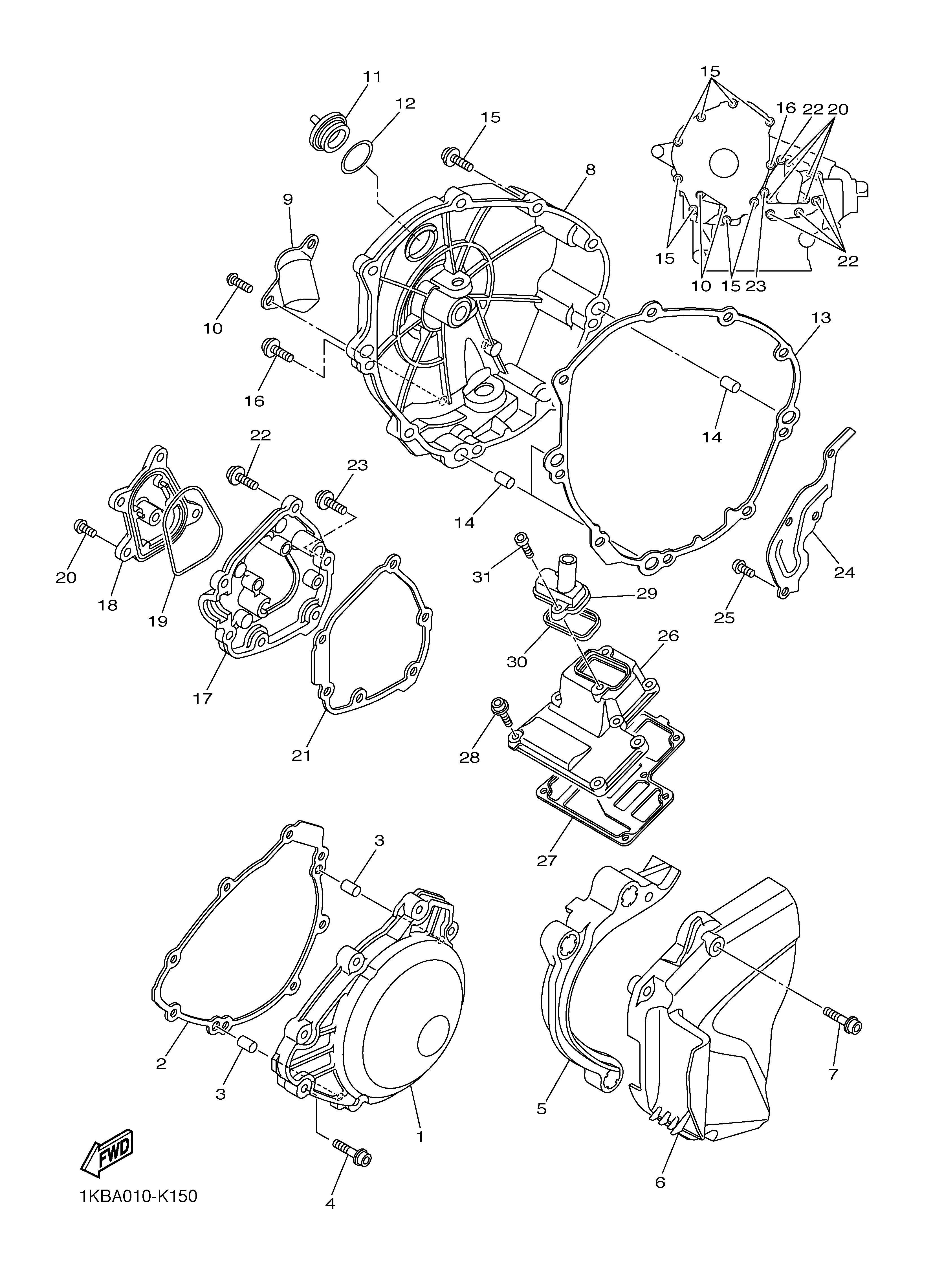 CRANKCASE COVER 1 Vistas explodidas