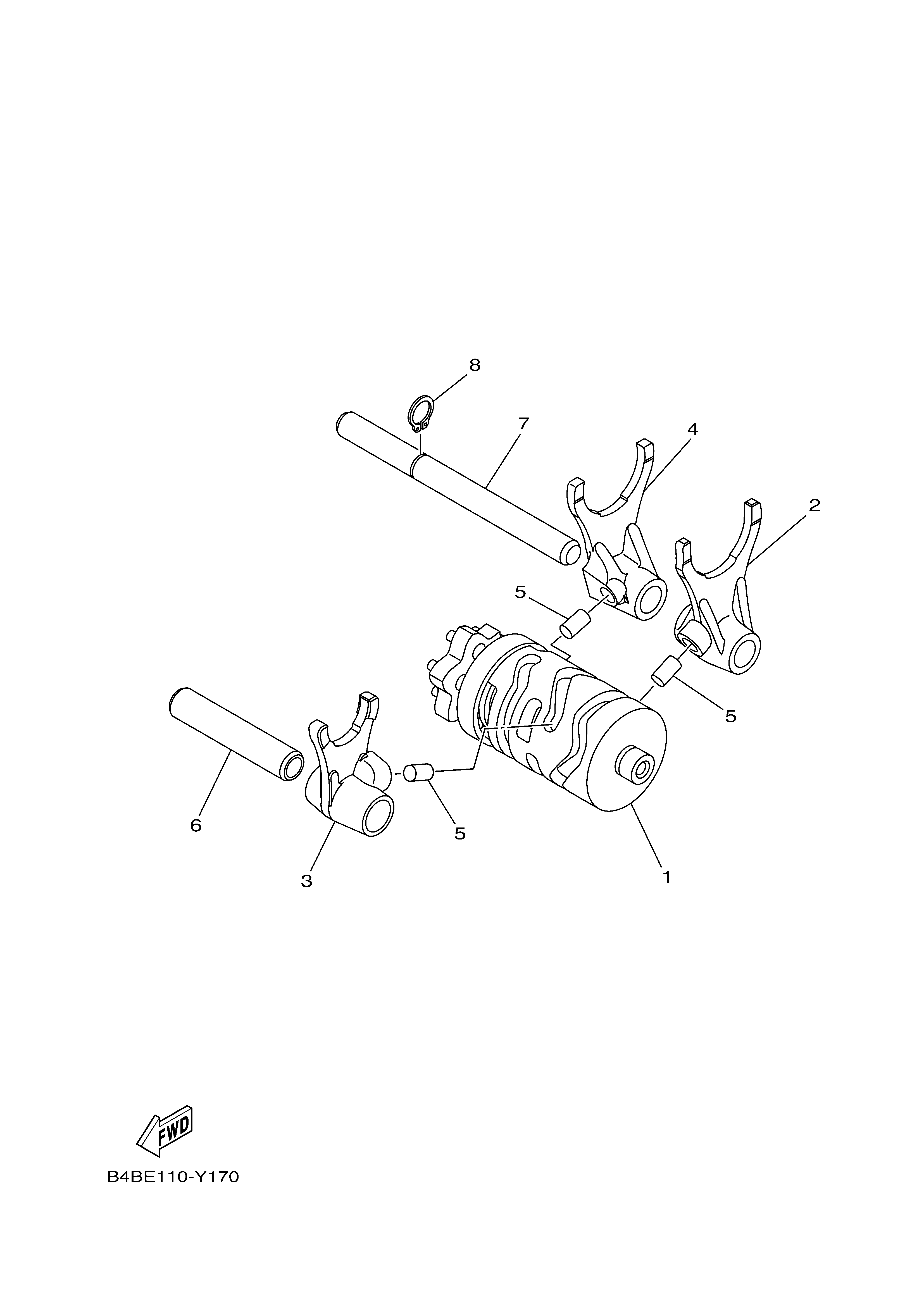 SHIFT CAM & FORK Exploded diagrams