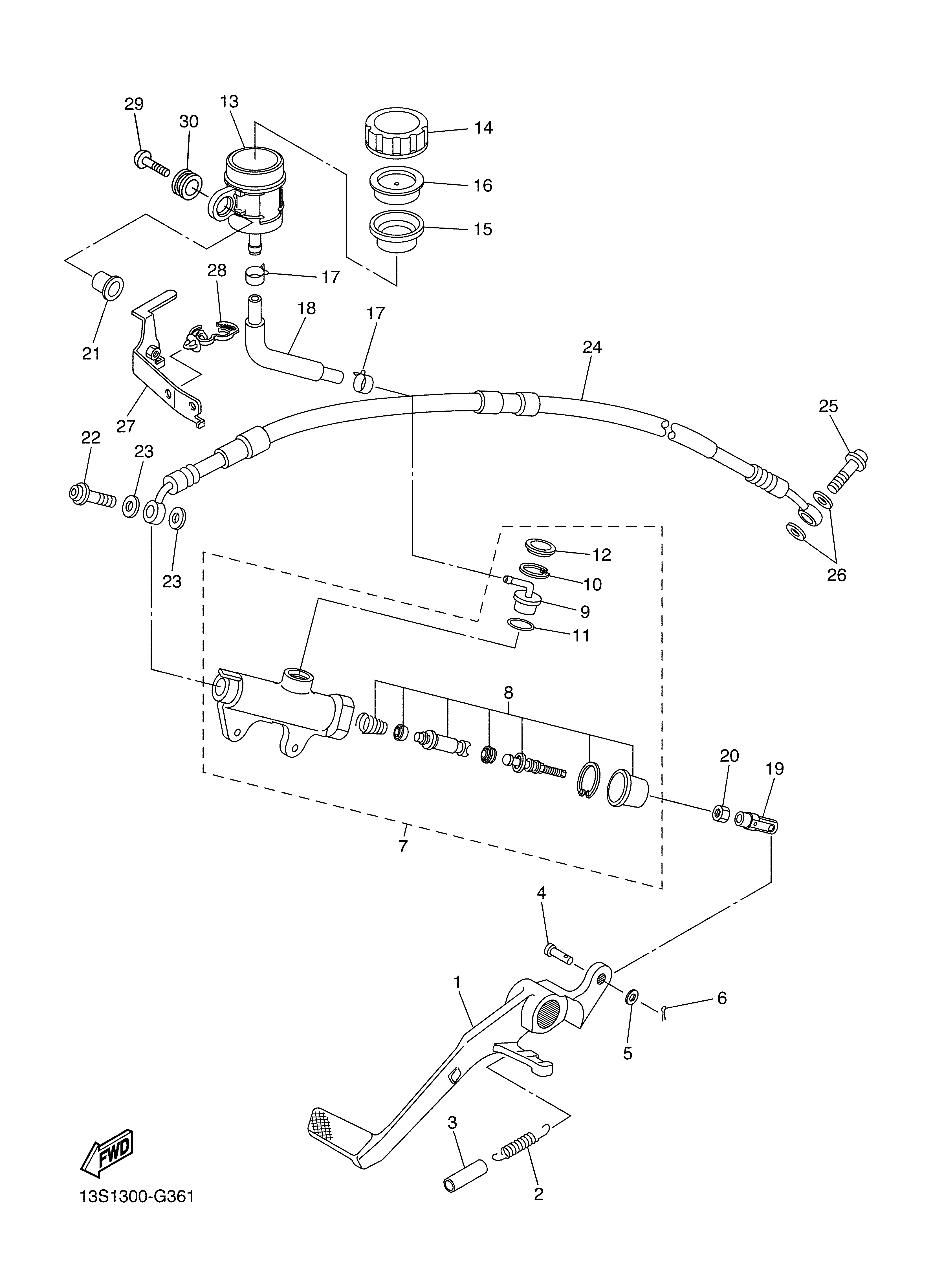 REAR MASTER CYLINDER ภาพแยกชิ้นส่วน