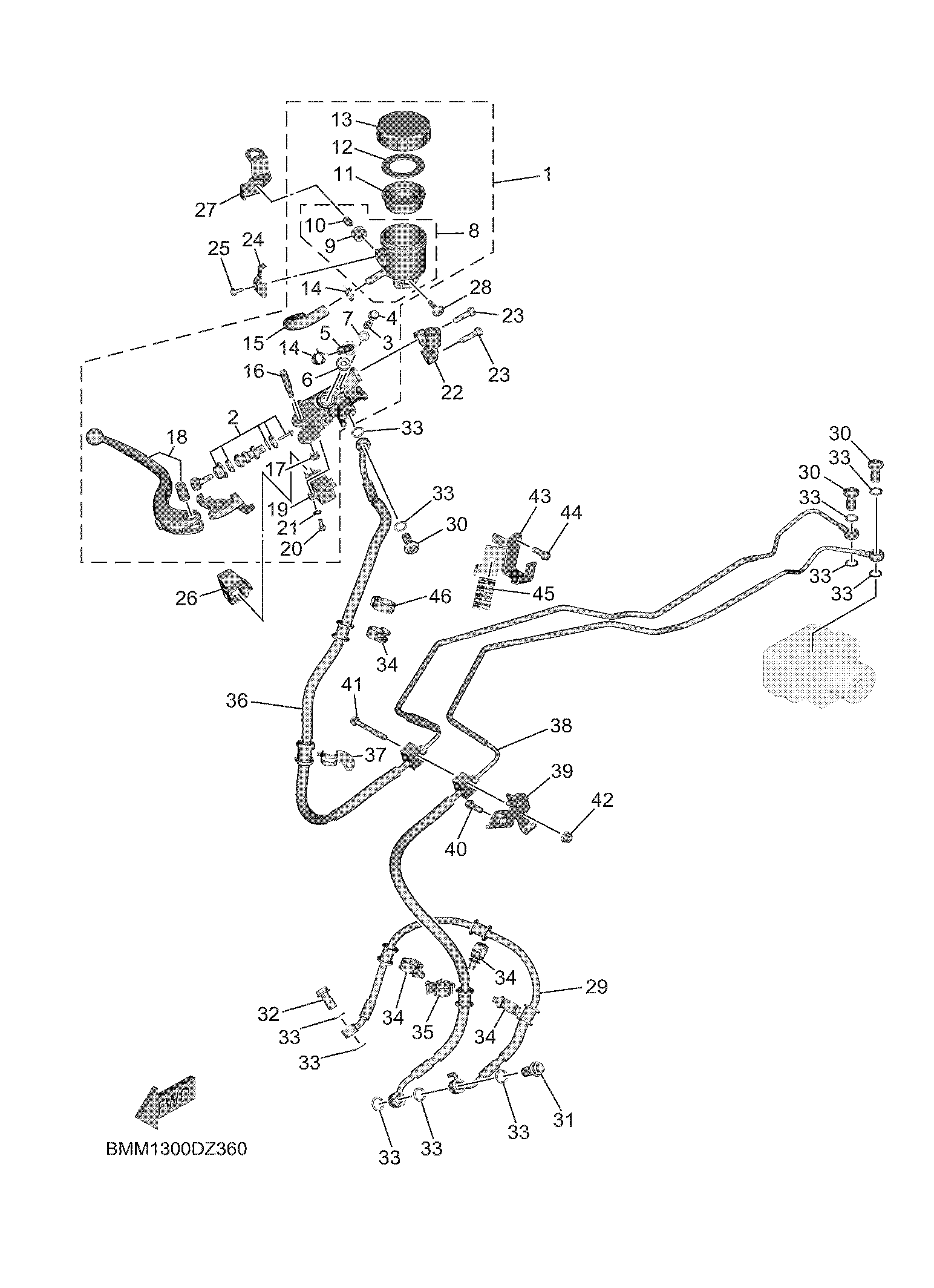 FRONT MASTER CYLINDER Diagram terurai