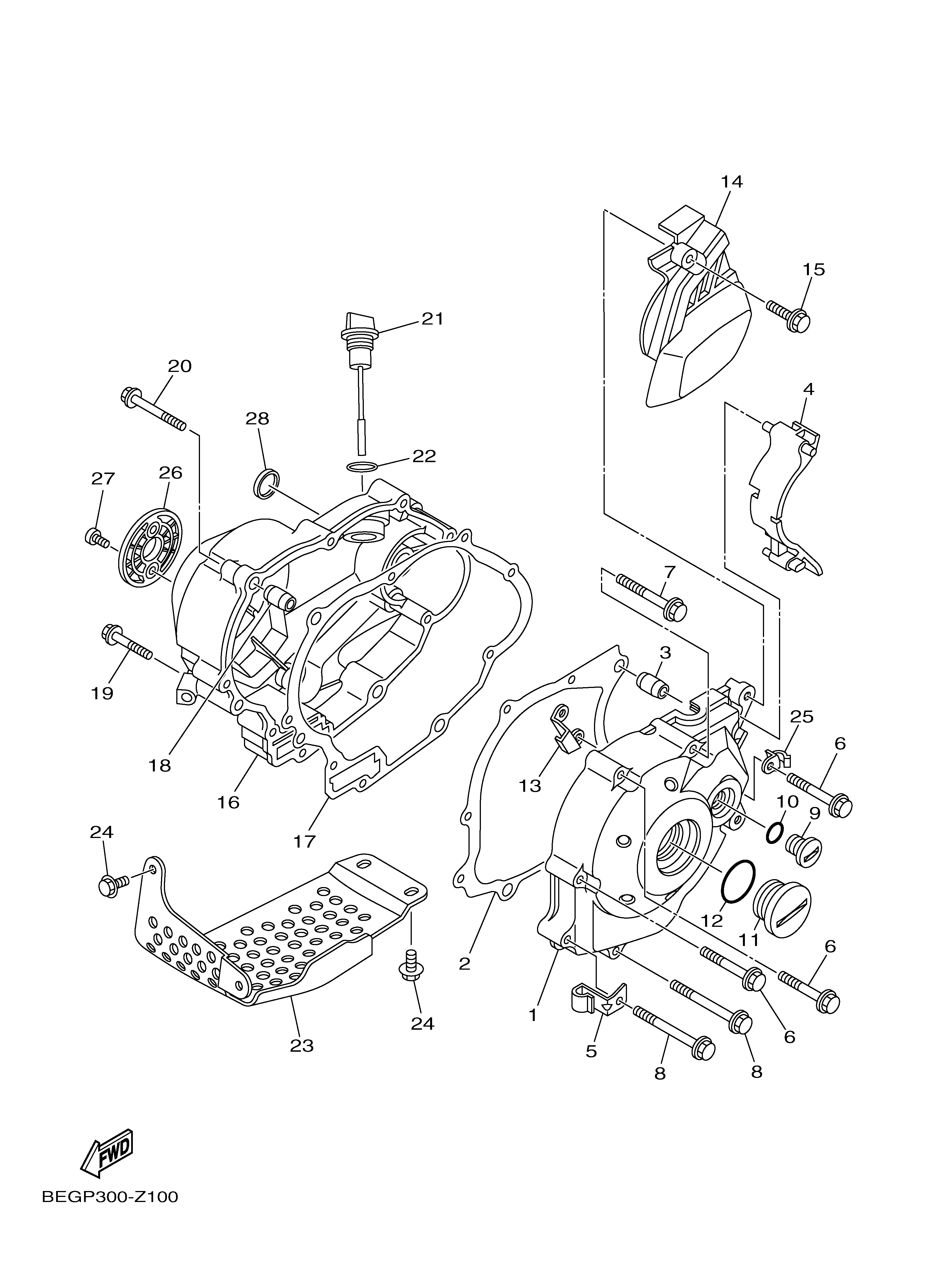CRANKCASE COVER 1 Sơ đồ tách chi tiết