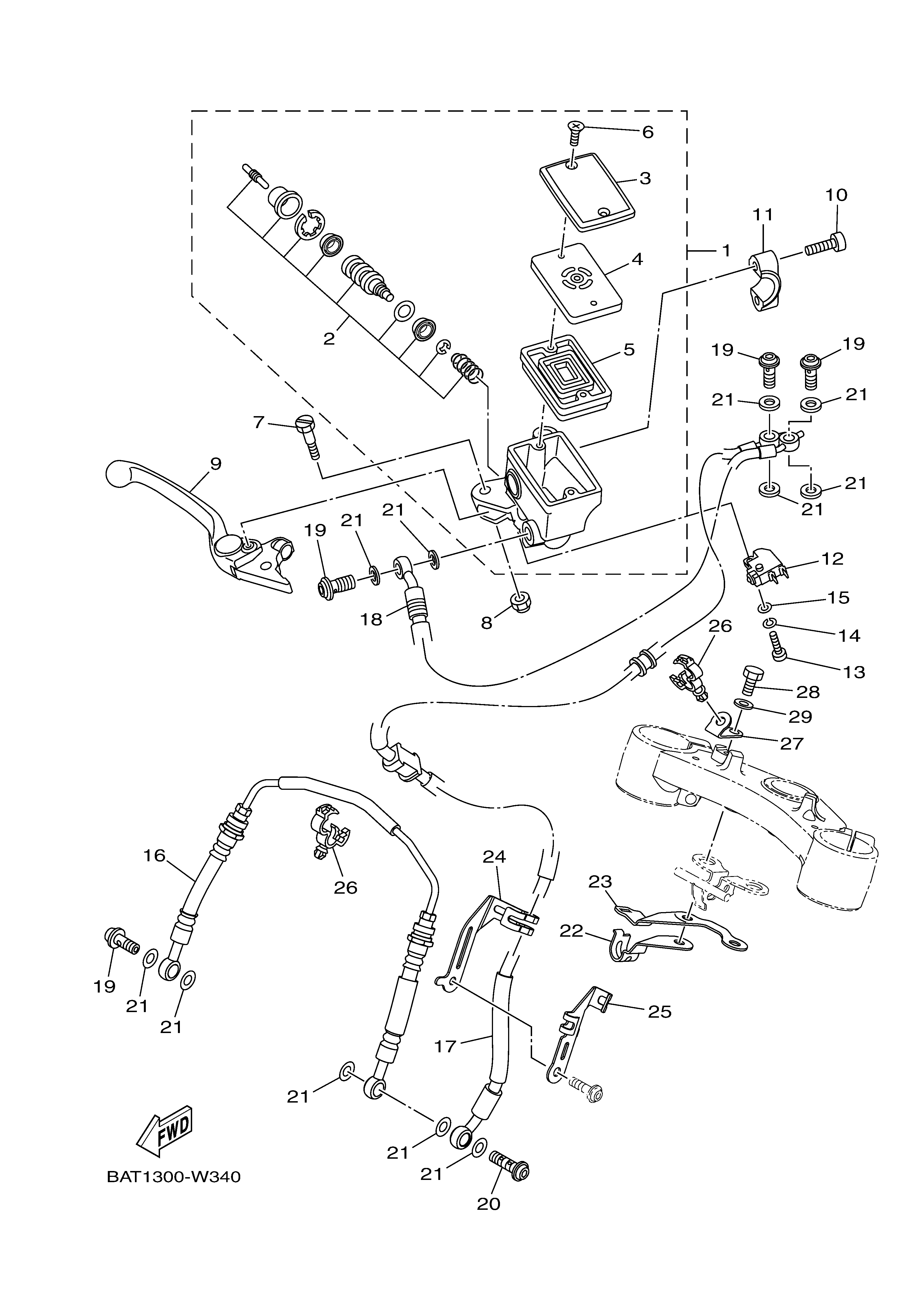 FRONT MASTER CYLINDER ภาพแยกชิ้นส่วน