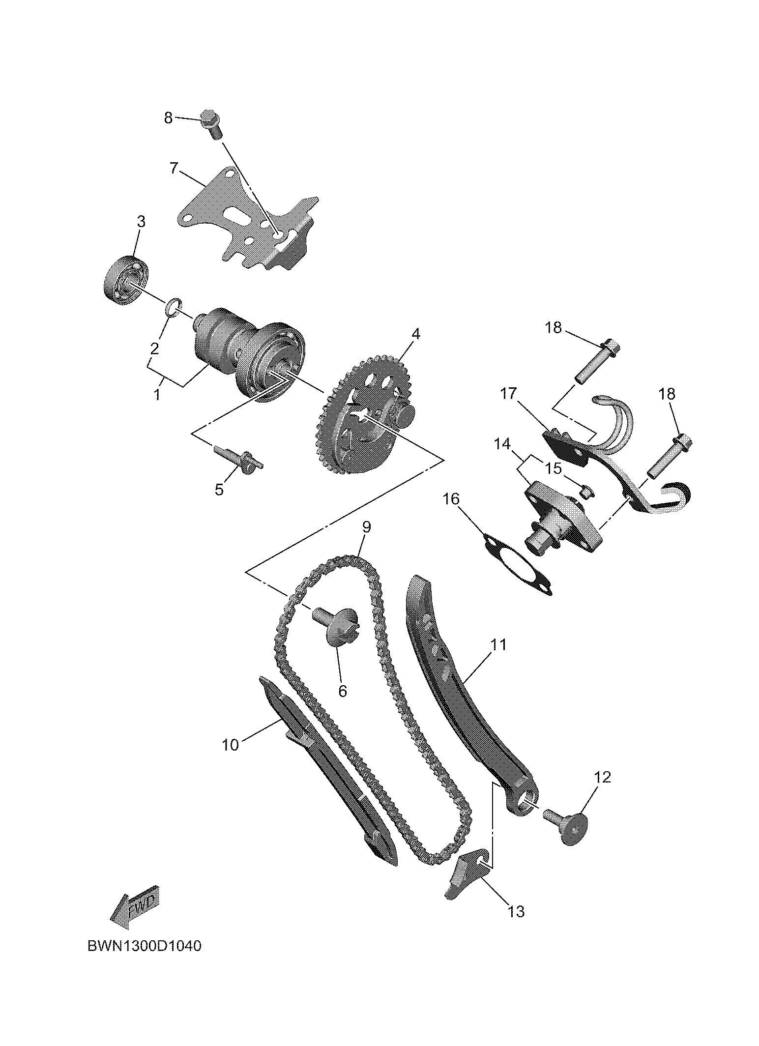 CAMSHAFT & CHAIN Diagram terurai