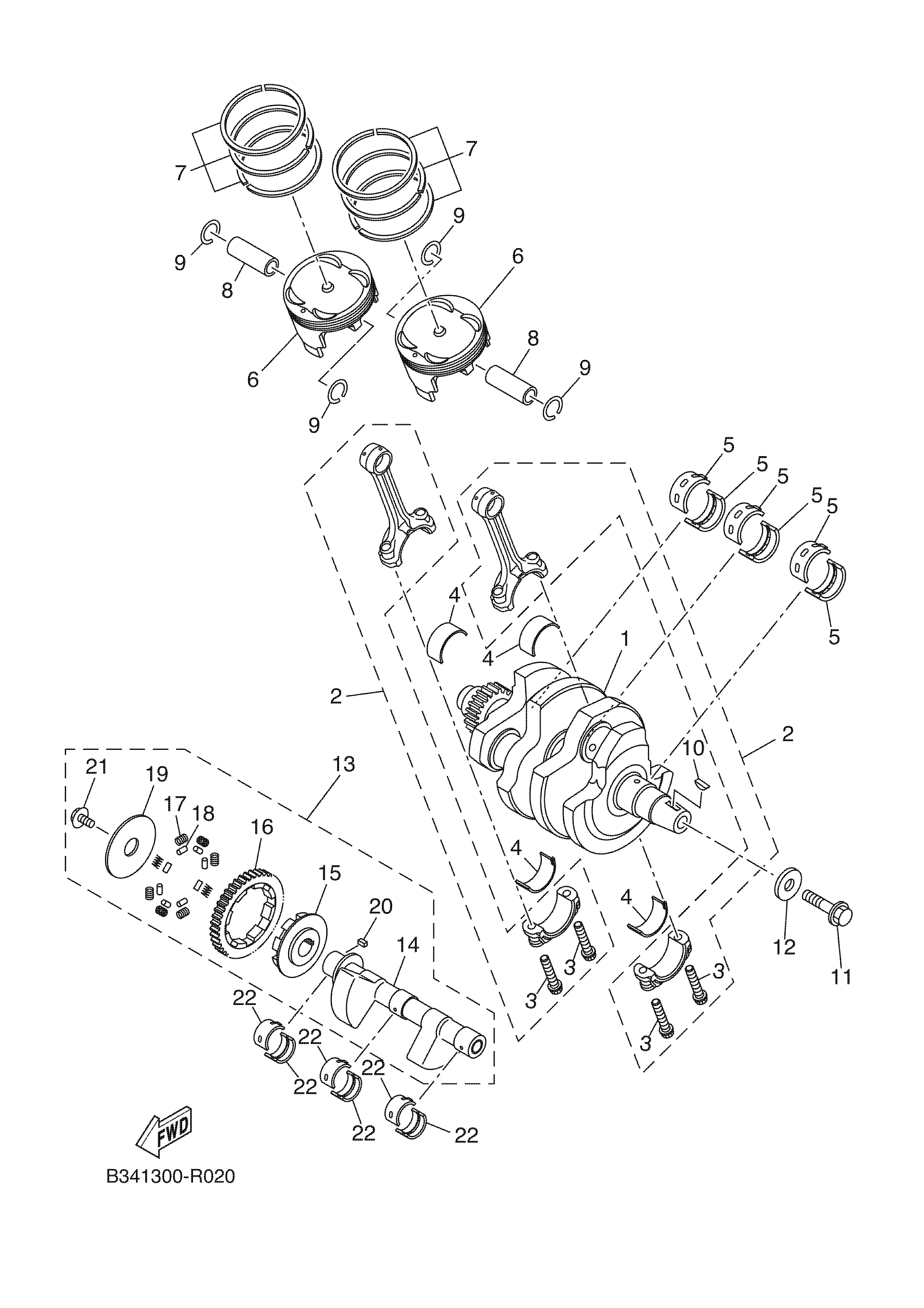 CRANKSHAFT & PISTON 爆炸图