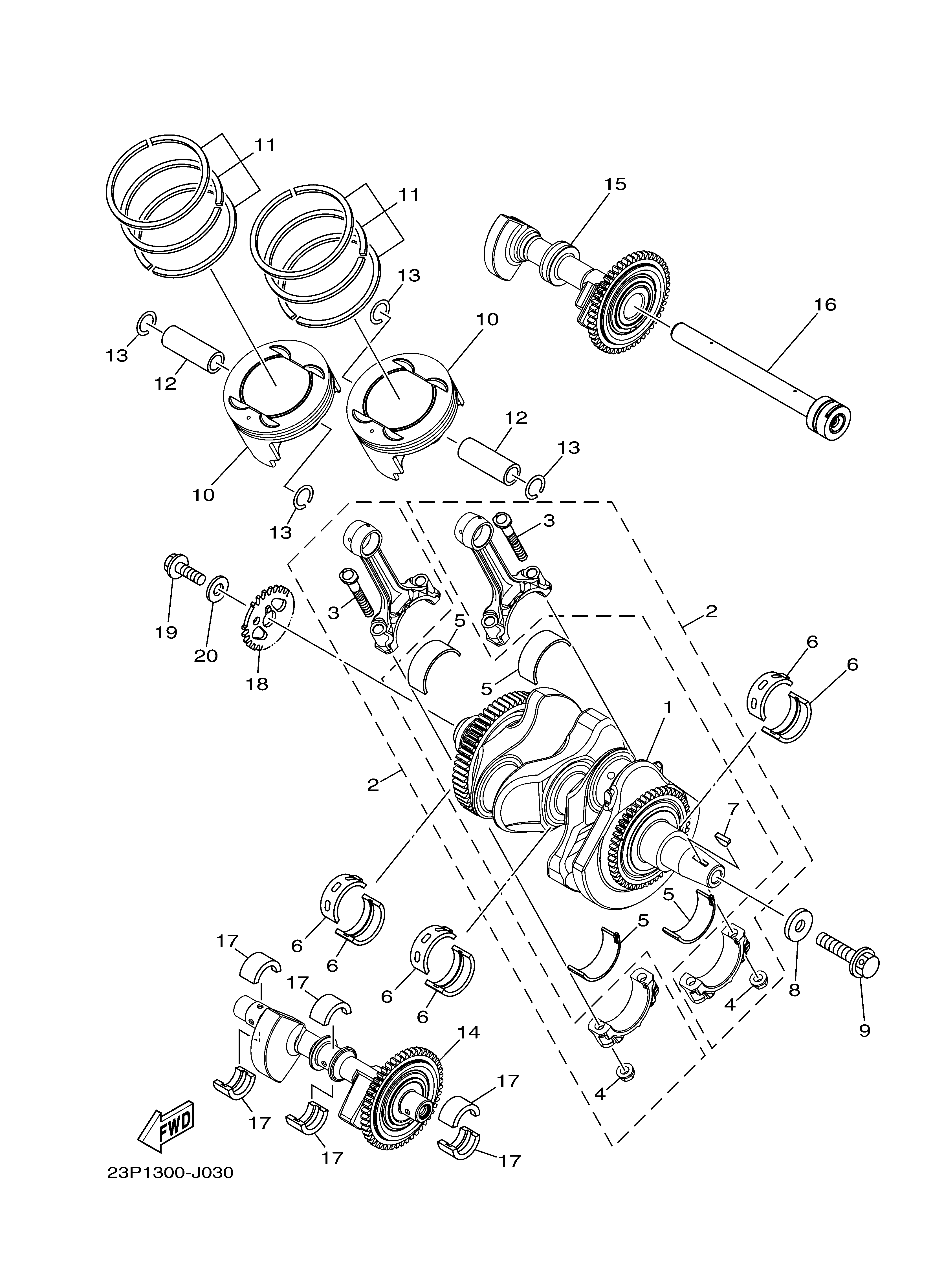 CRANKSHAFT PISTON Diagram terurai