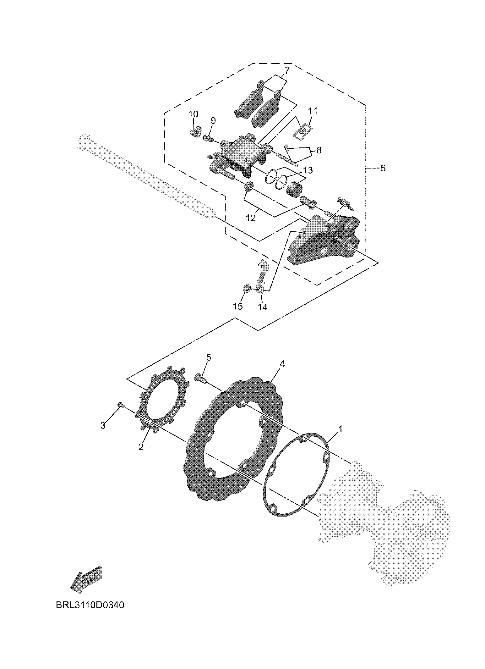 REAR BRAKE CALIPER ภาพแยกชิ้นส่วน