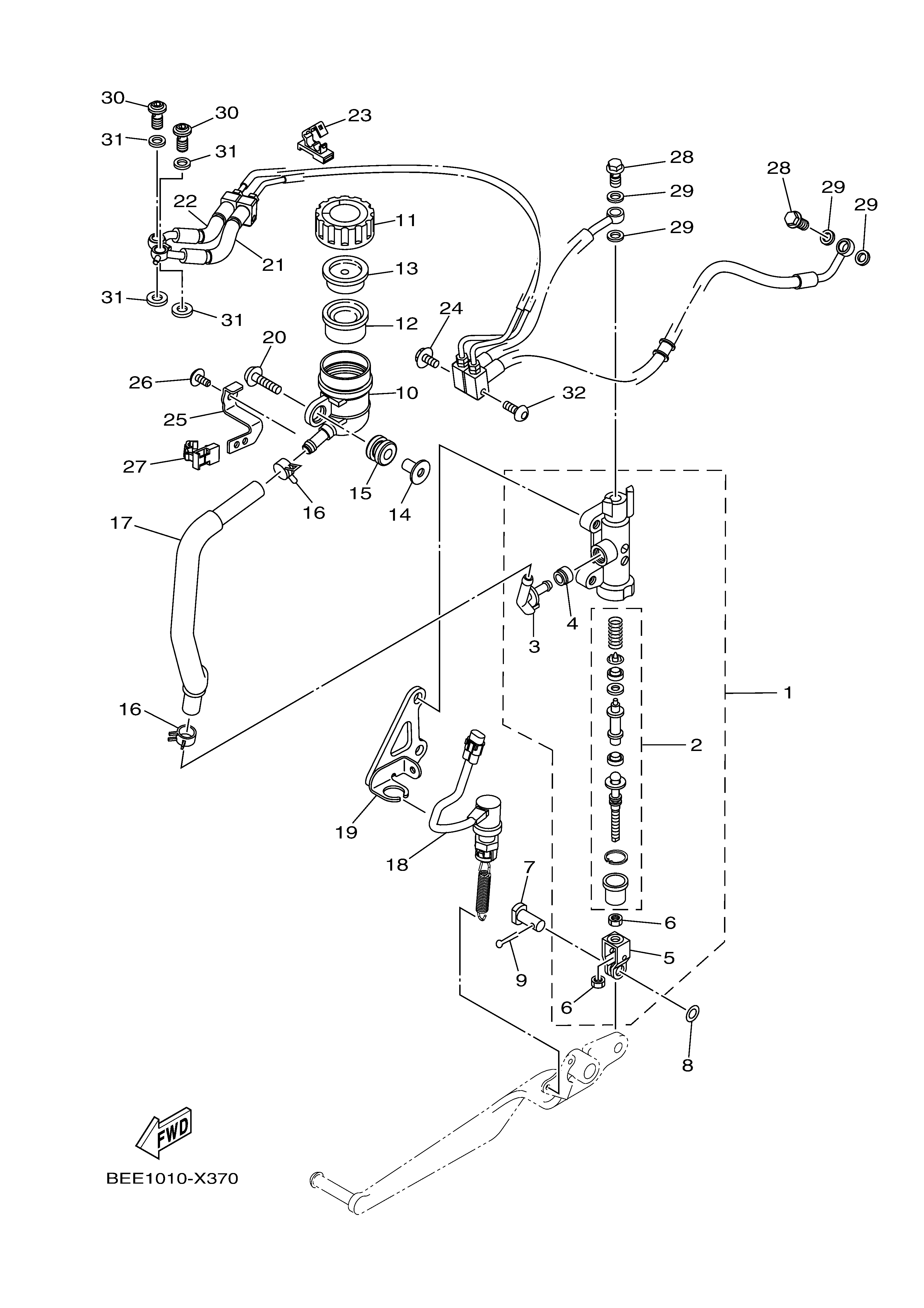 REAR MASTER CYLINDER ภาพแยกชิ้นส่วน
