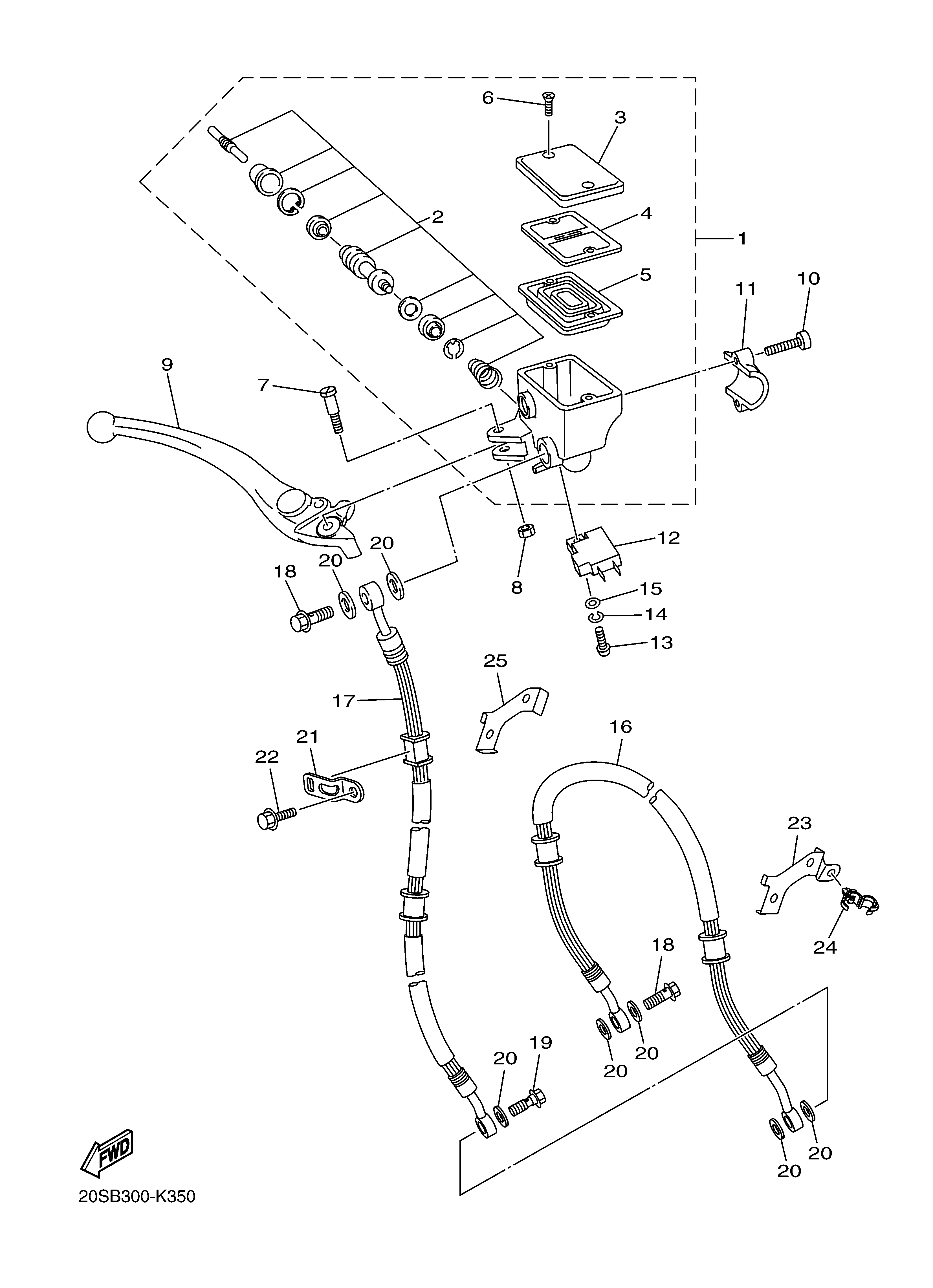 FRONT MASTER CYLINDER Diagram terurai