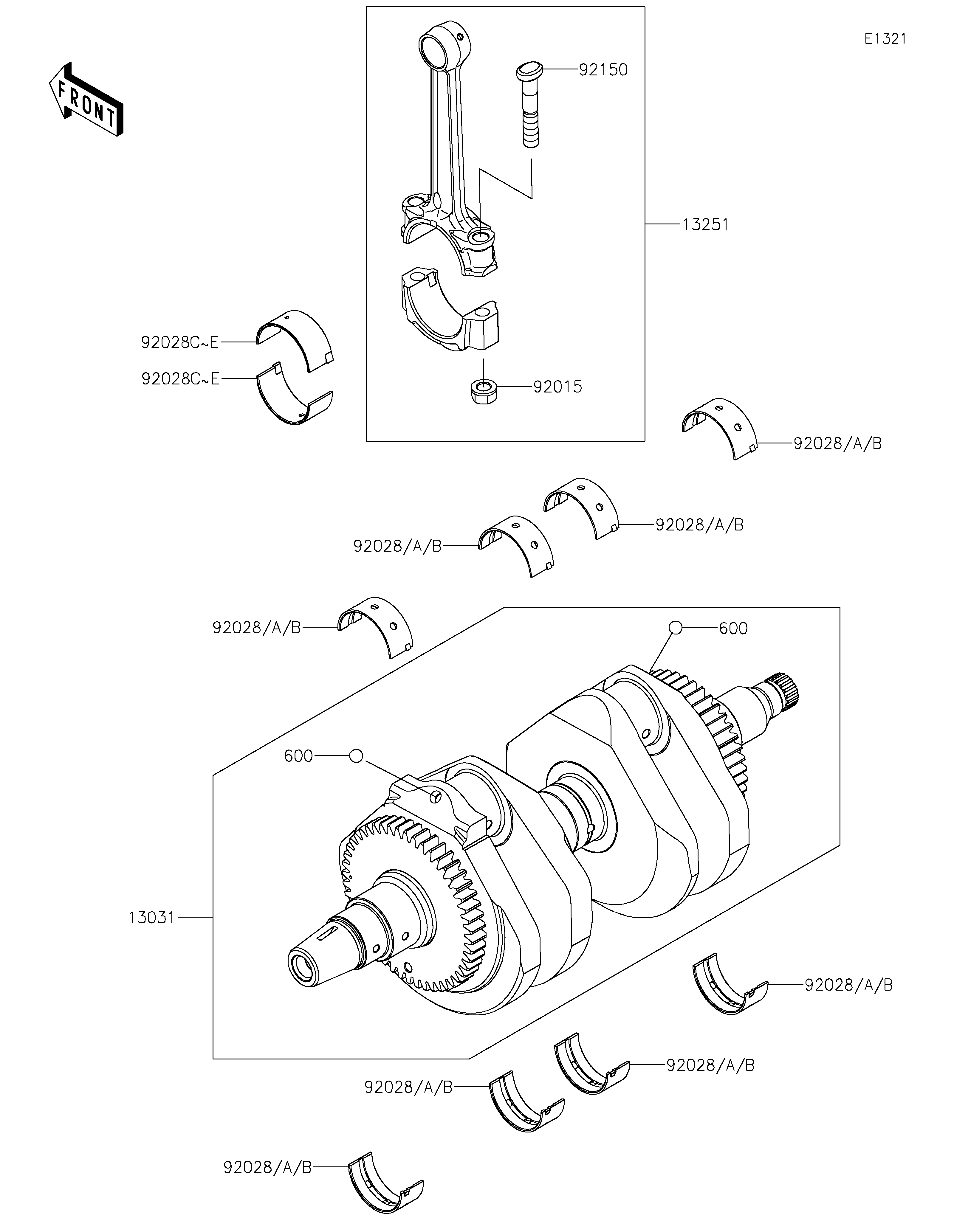 Crankshaft ภาพแยกชิ้นส่วน