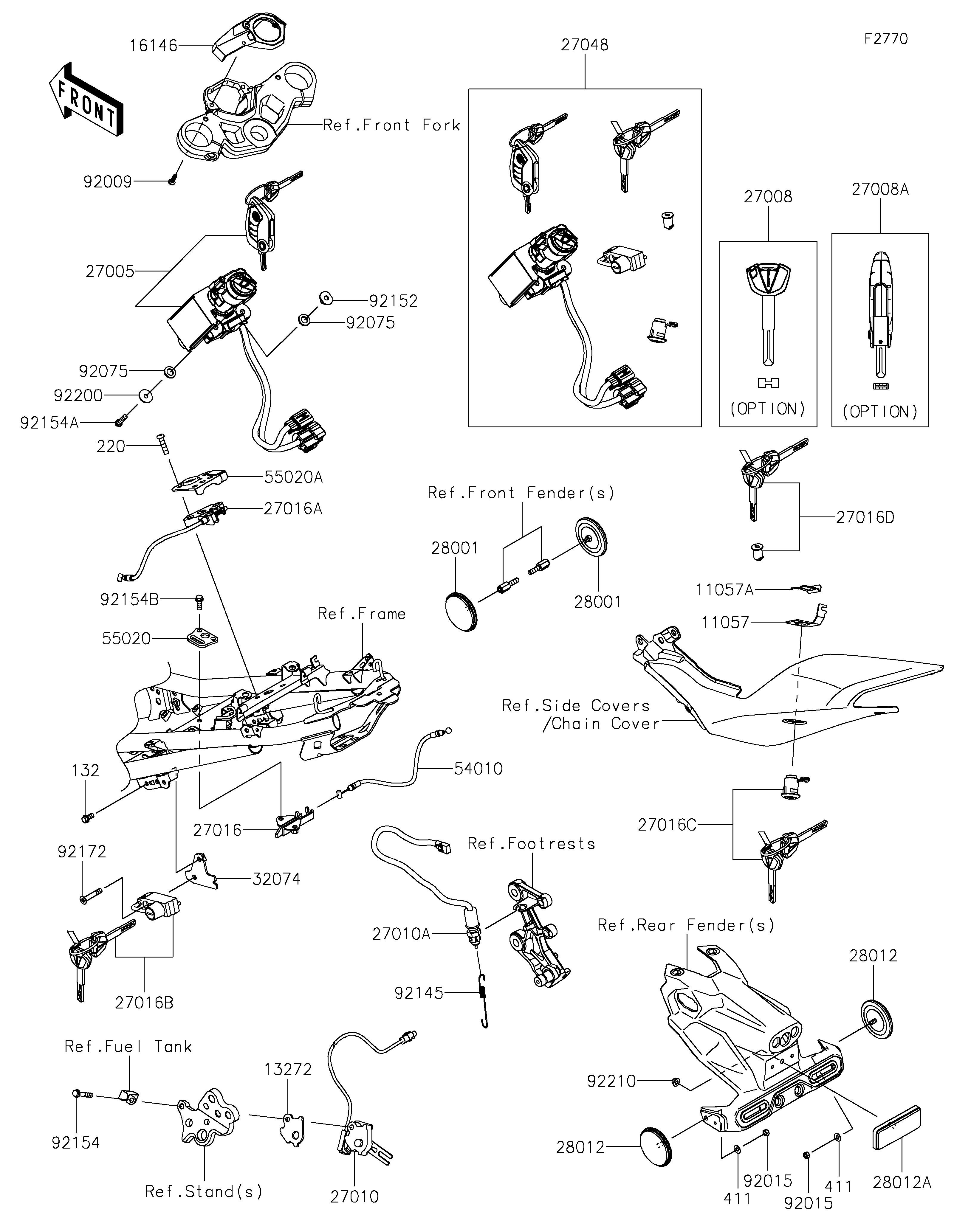 Ignition Switch/Locks/Reflectors Diagram terurai
