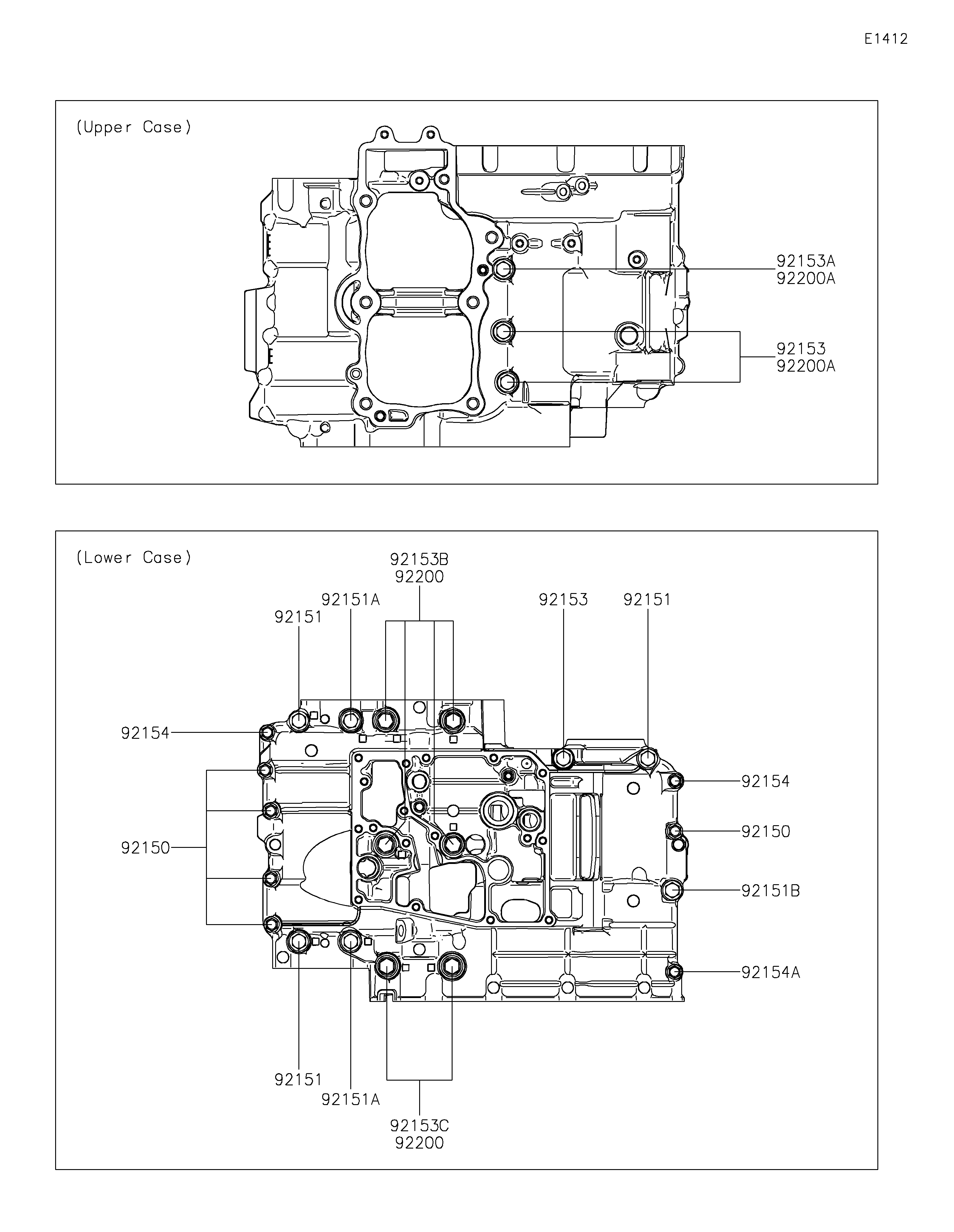 Crankcase Bolt Pattern Vistas explodidas