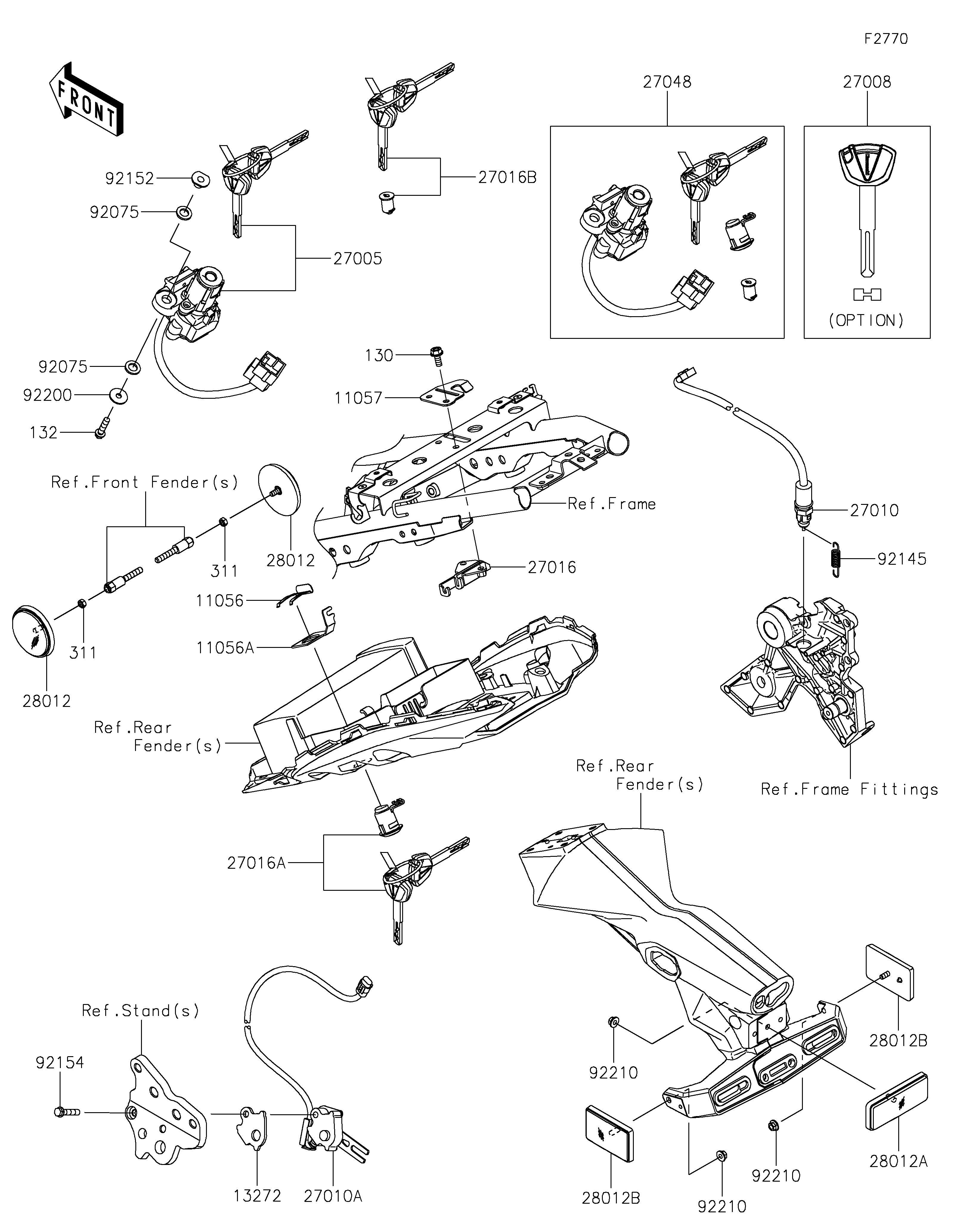 Ignition Switch/Locks/Reflectors 爆炸图