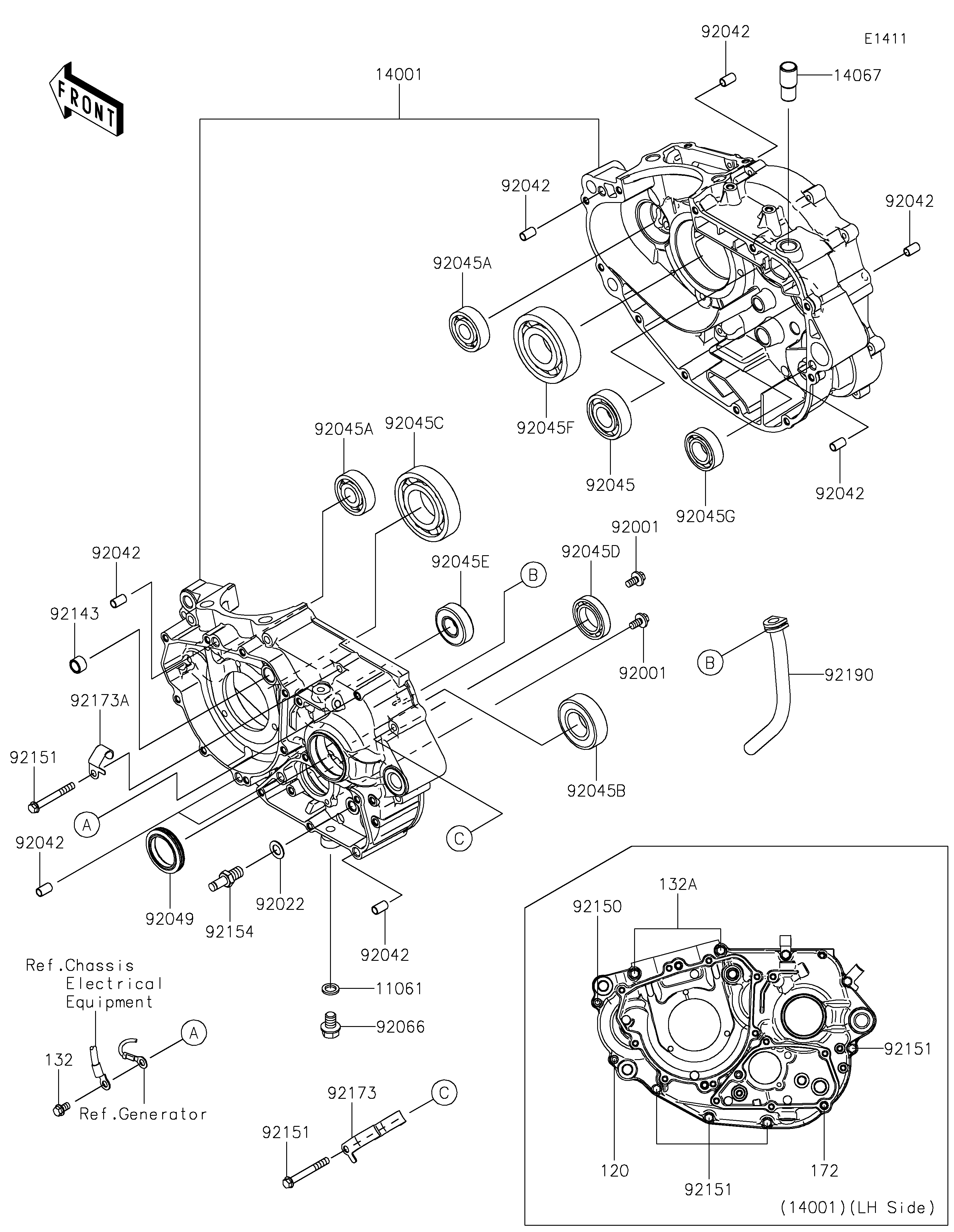 Crankcase Sơ đồ tách chi tiết