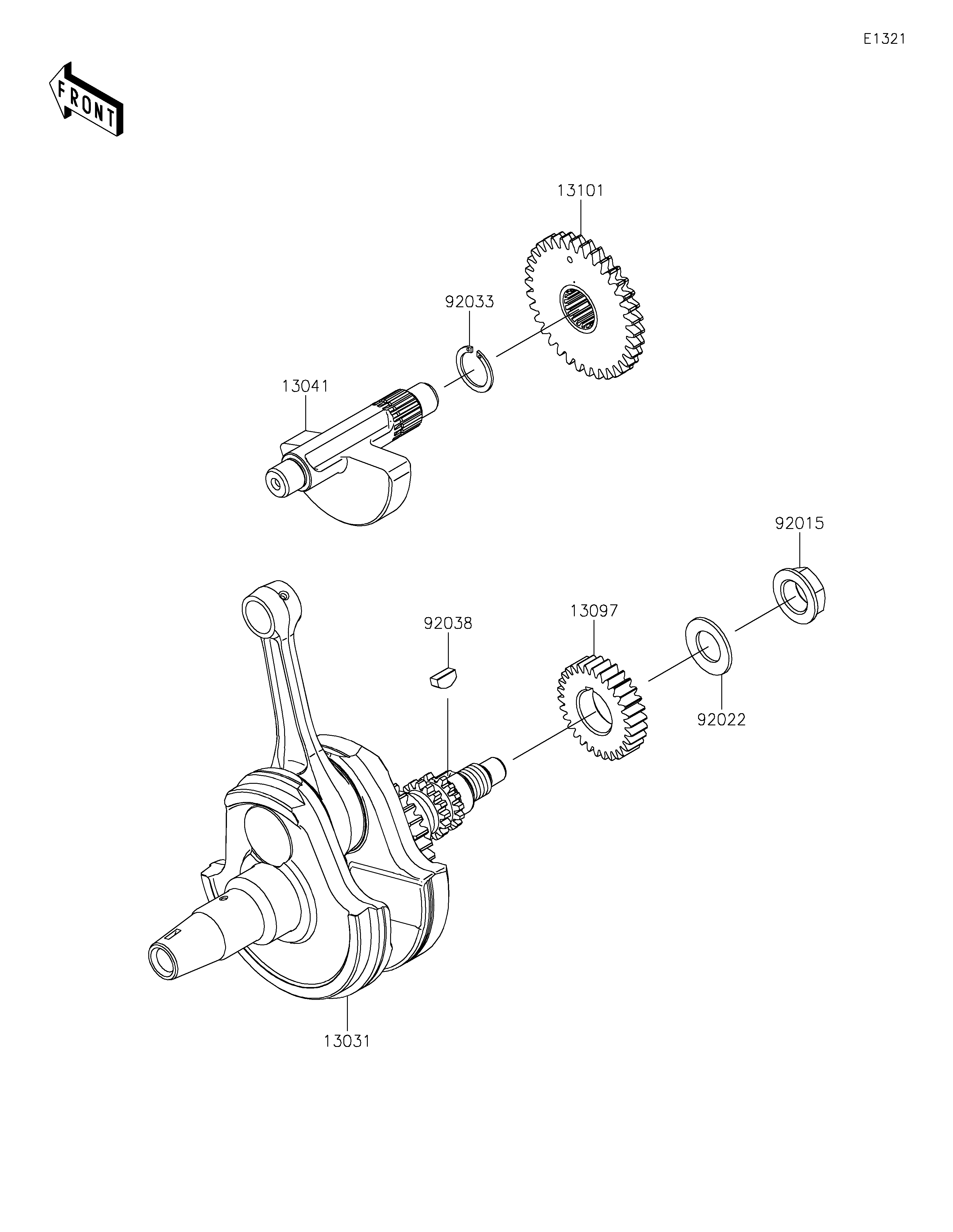 Crankshaft ภาพแยกชิ้นส่วน