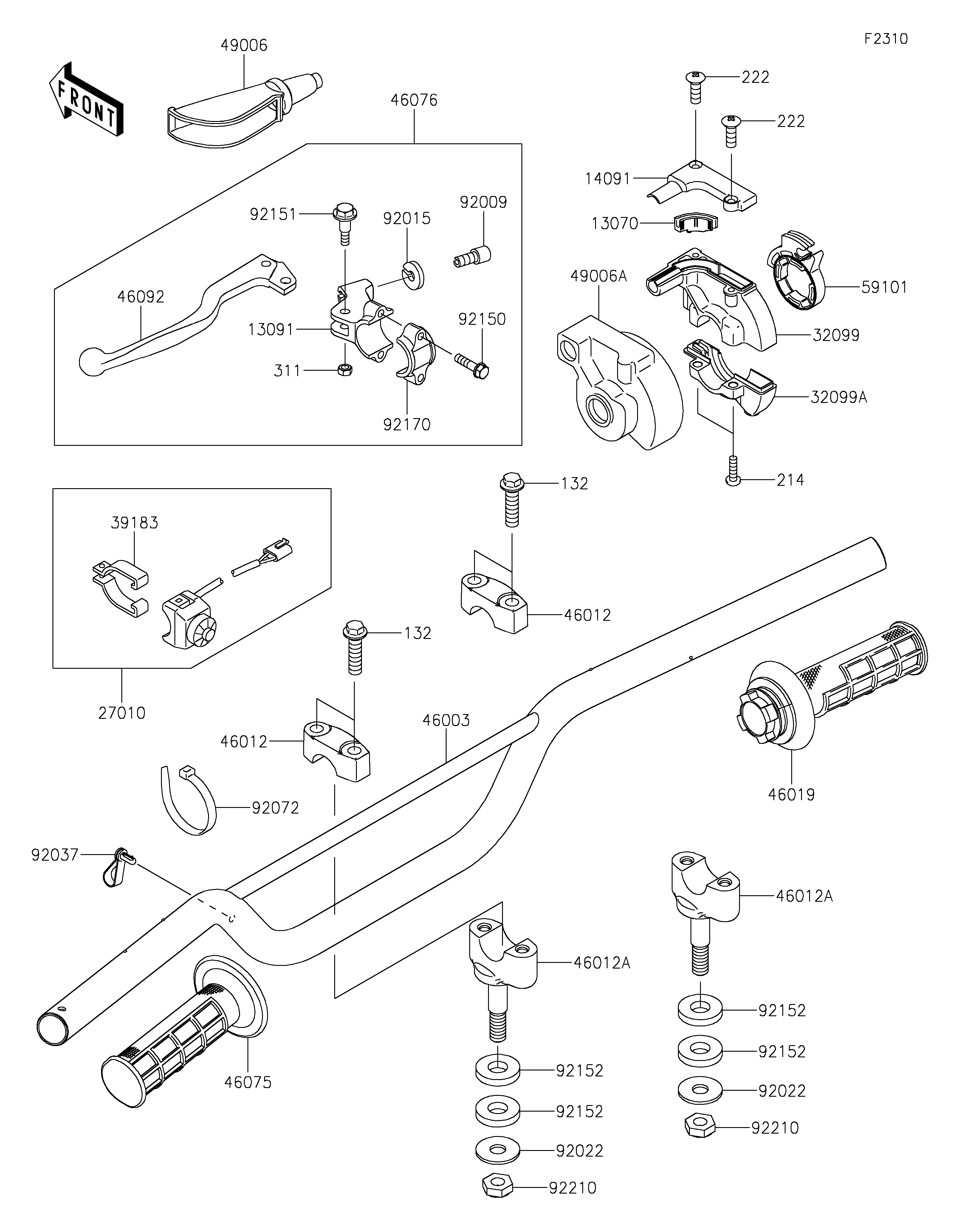 Handlebar Sơ đồ tách chi tiết