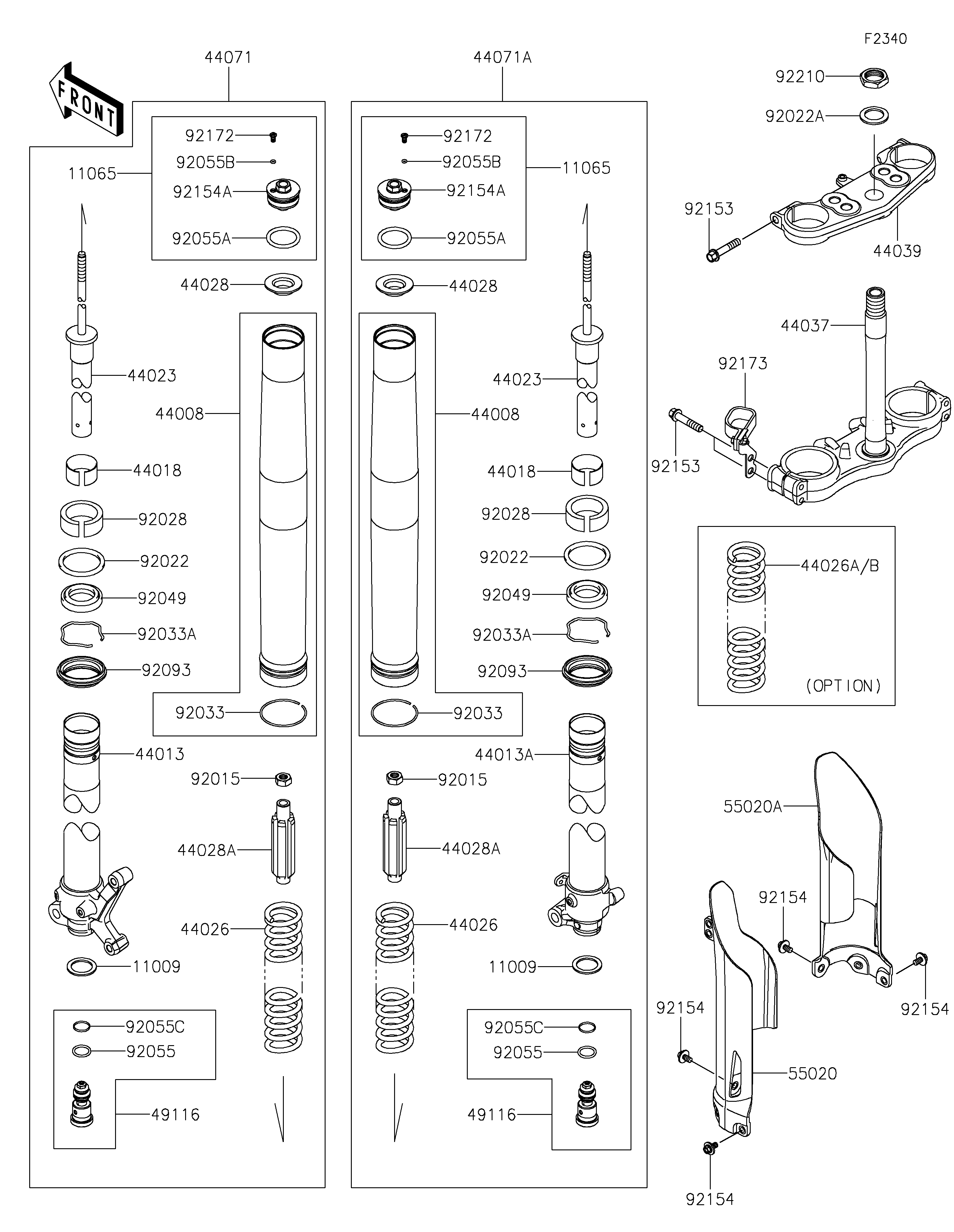 Front Fork Sơ đồ tách chi tiết