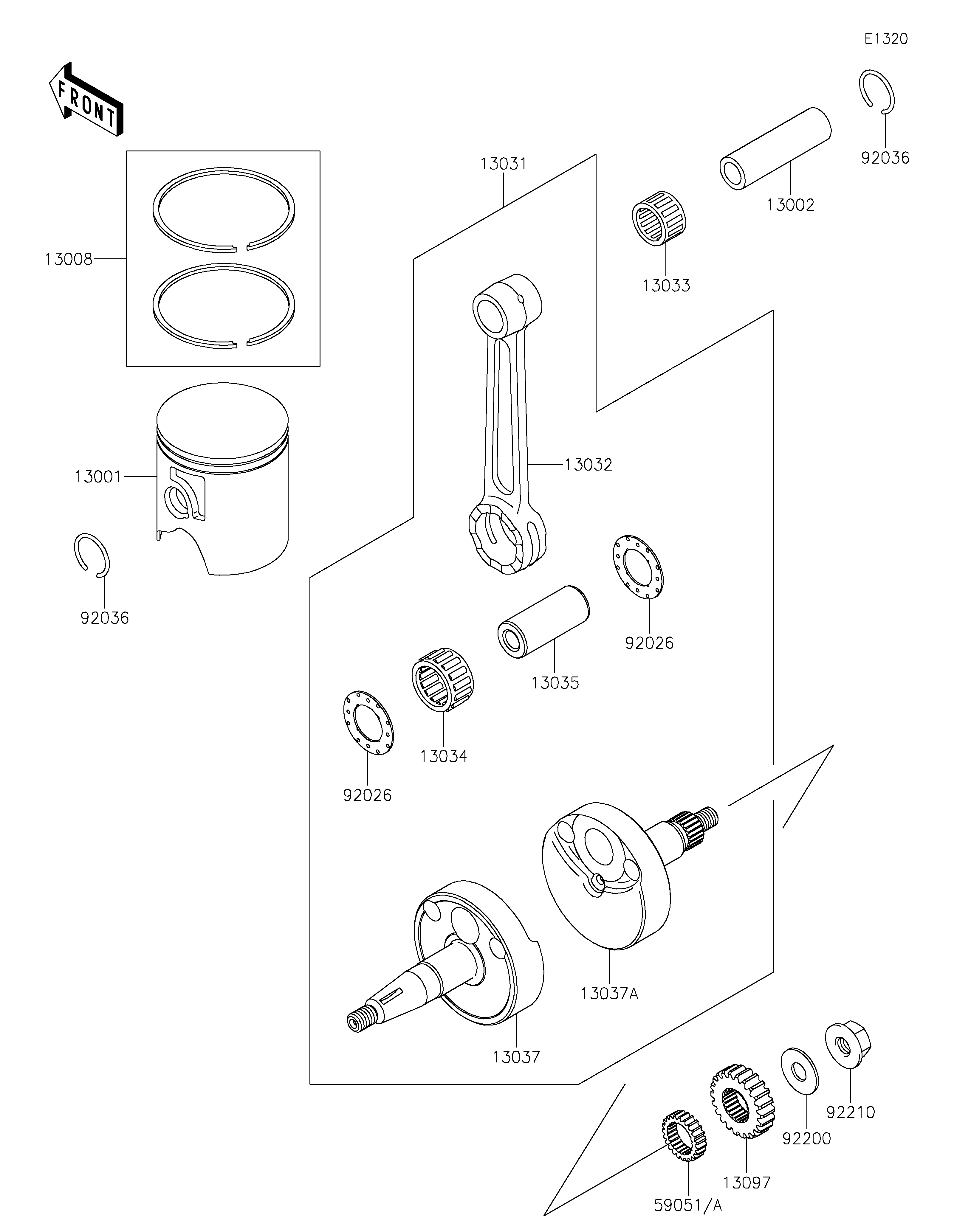 Crankshaft/Piston(s) ภาพแยกชิ้นส่วน
