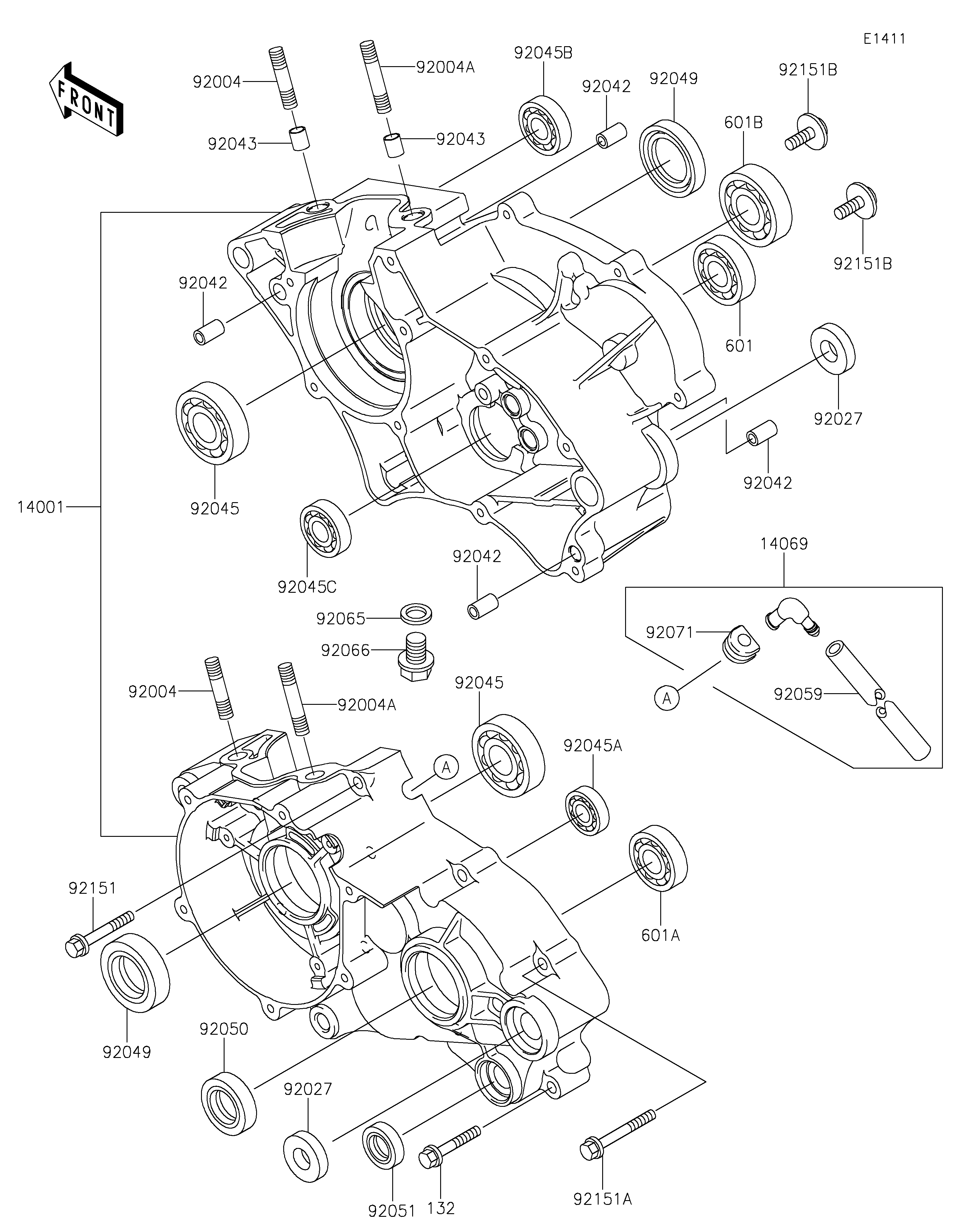 Crankcase ภาพแยกชิ้นส่วน