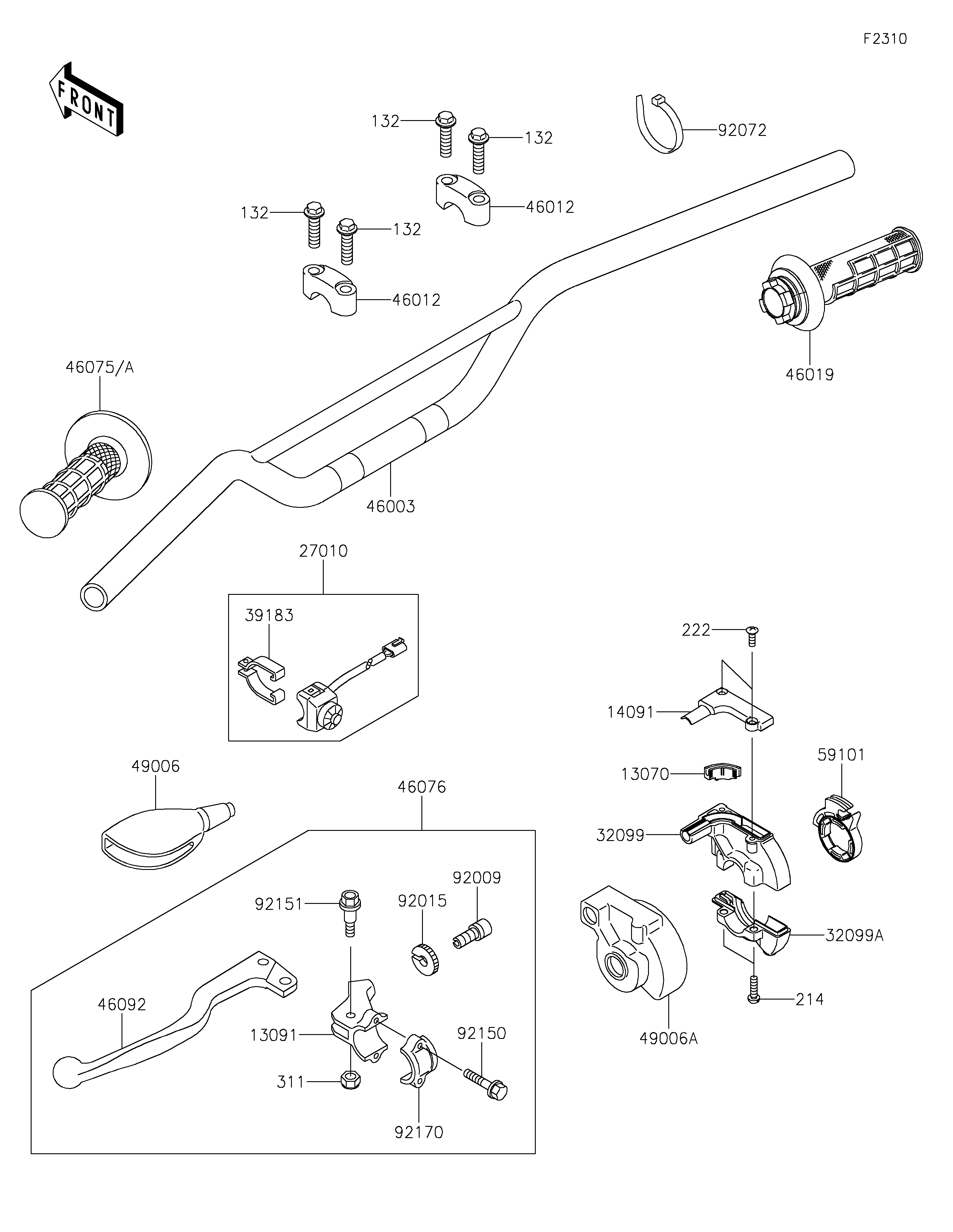 Handlebar Sơ đồ tách chi tiết